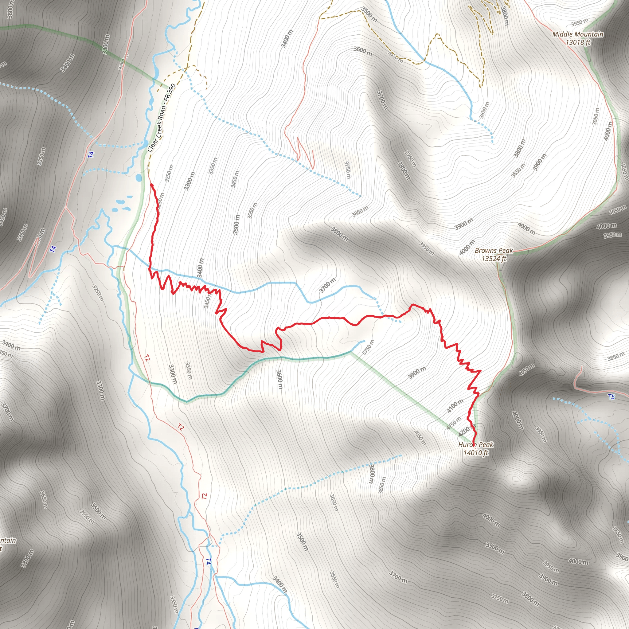 Huron Peak Trail mobile static map