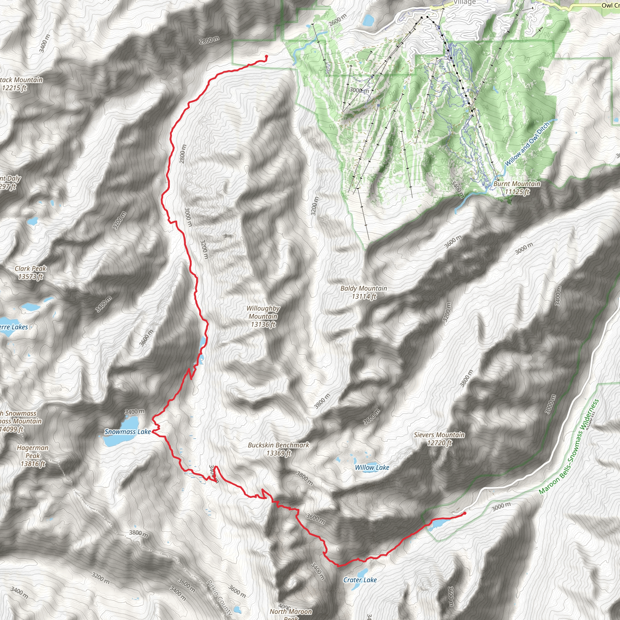 Maroon Snowmass Trail mobile static map