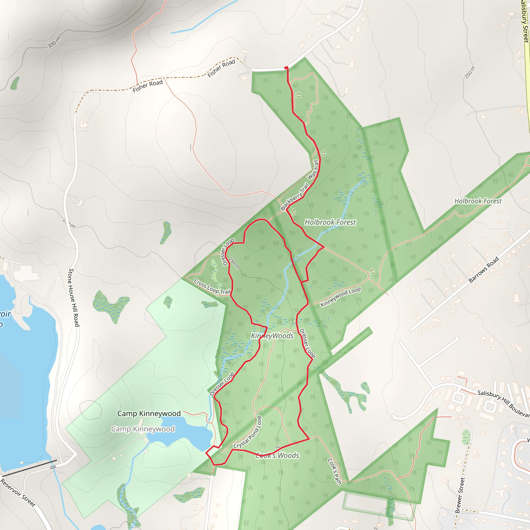Kinney Woods and Holbrook Forest Loop mobile static map