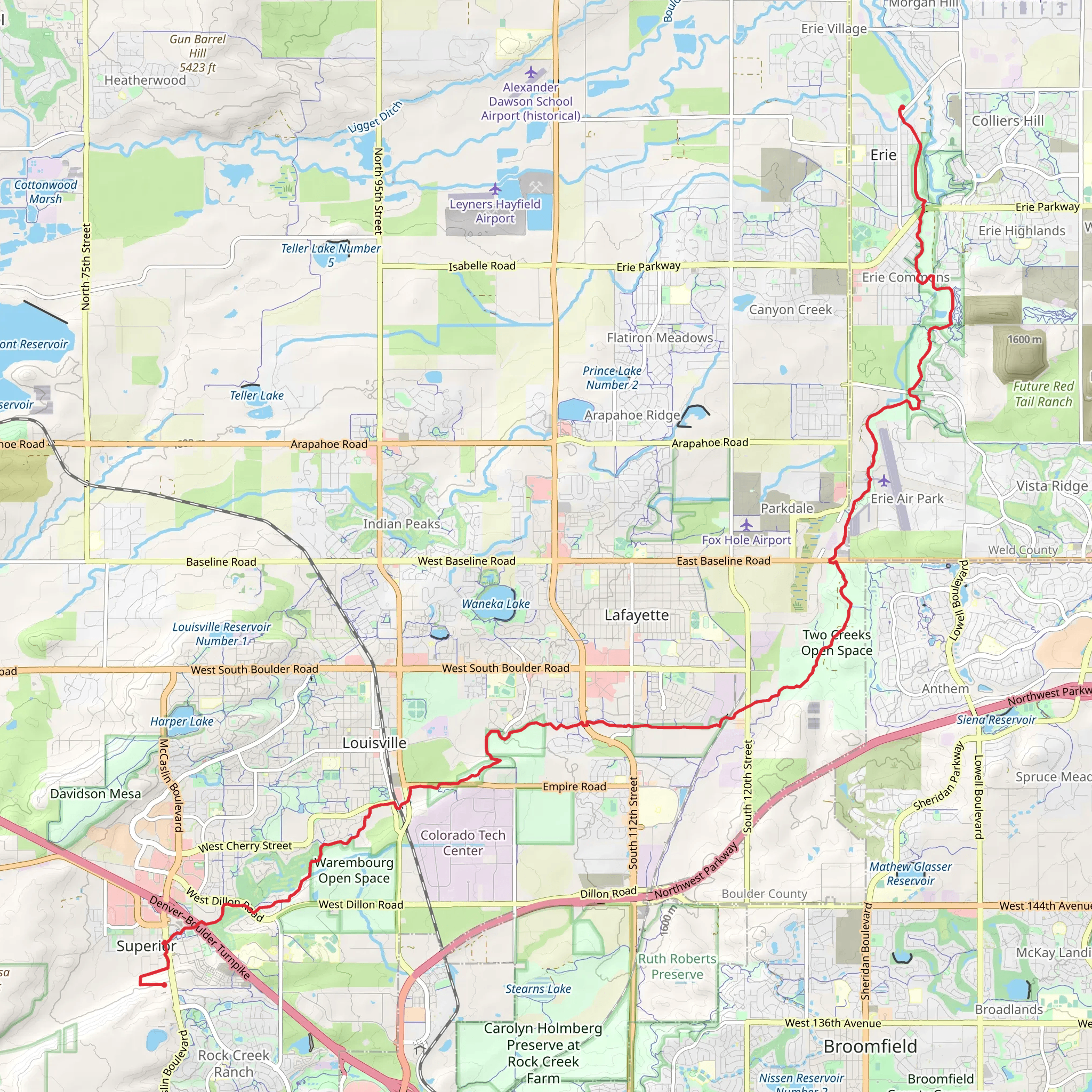 Coal Creek Trail - Superior mobile static map