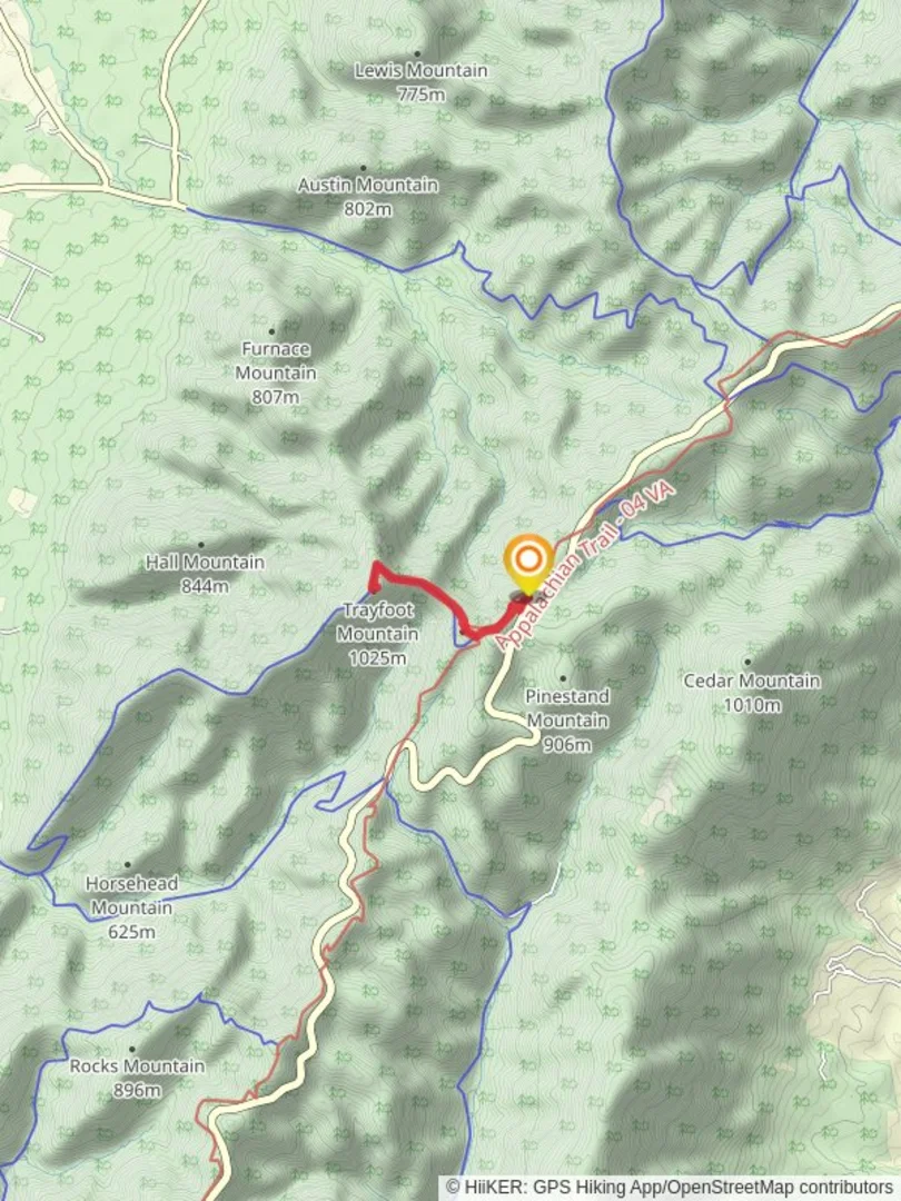 An image depicting the trail Trayfoot Mountain via Blackrock Hut Fire Road and its surrounding area.