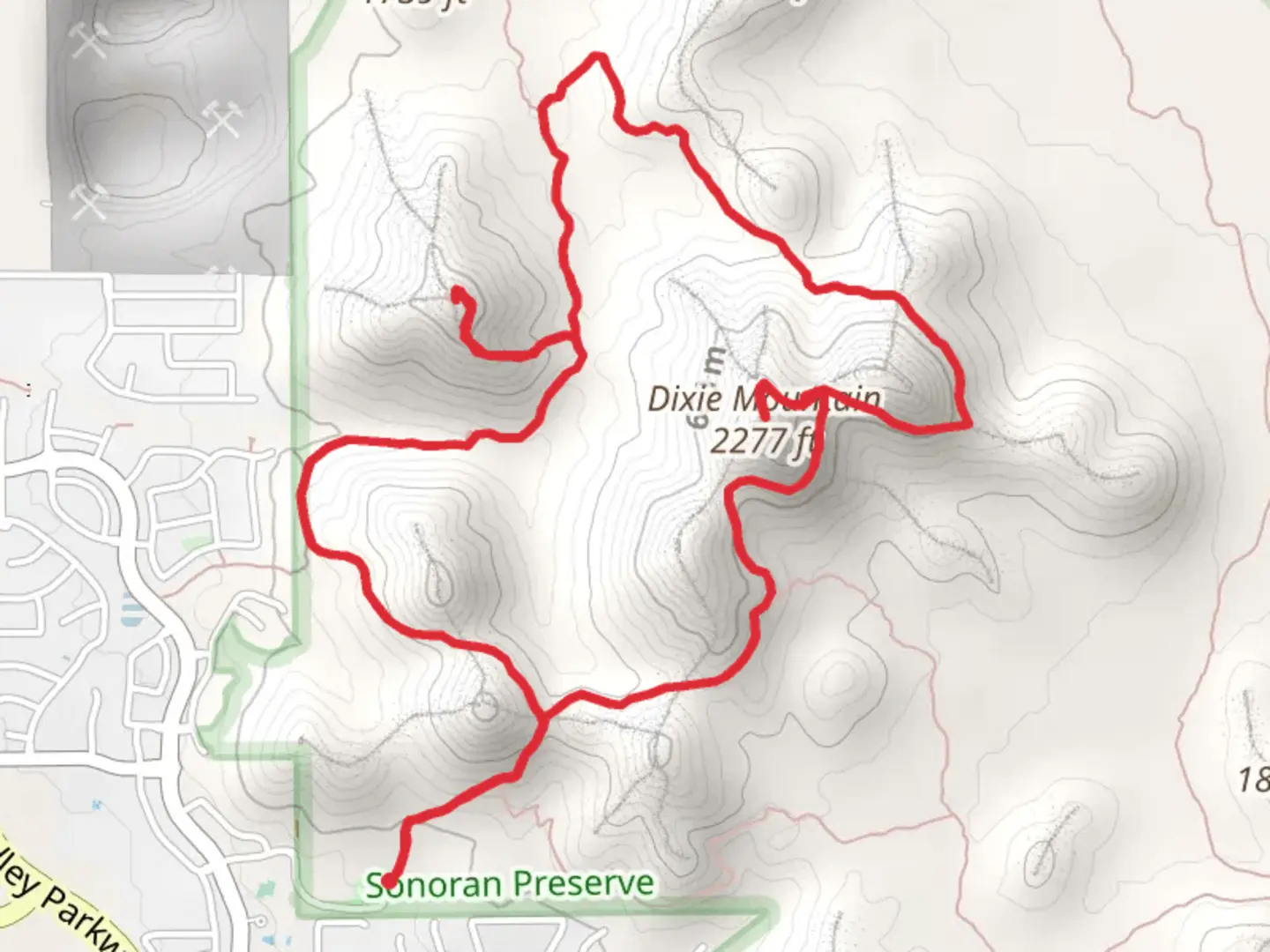 An image depicting the trail Dixie Mountain Loop and its surrounding area.