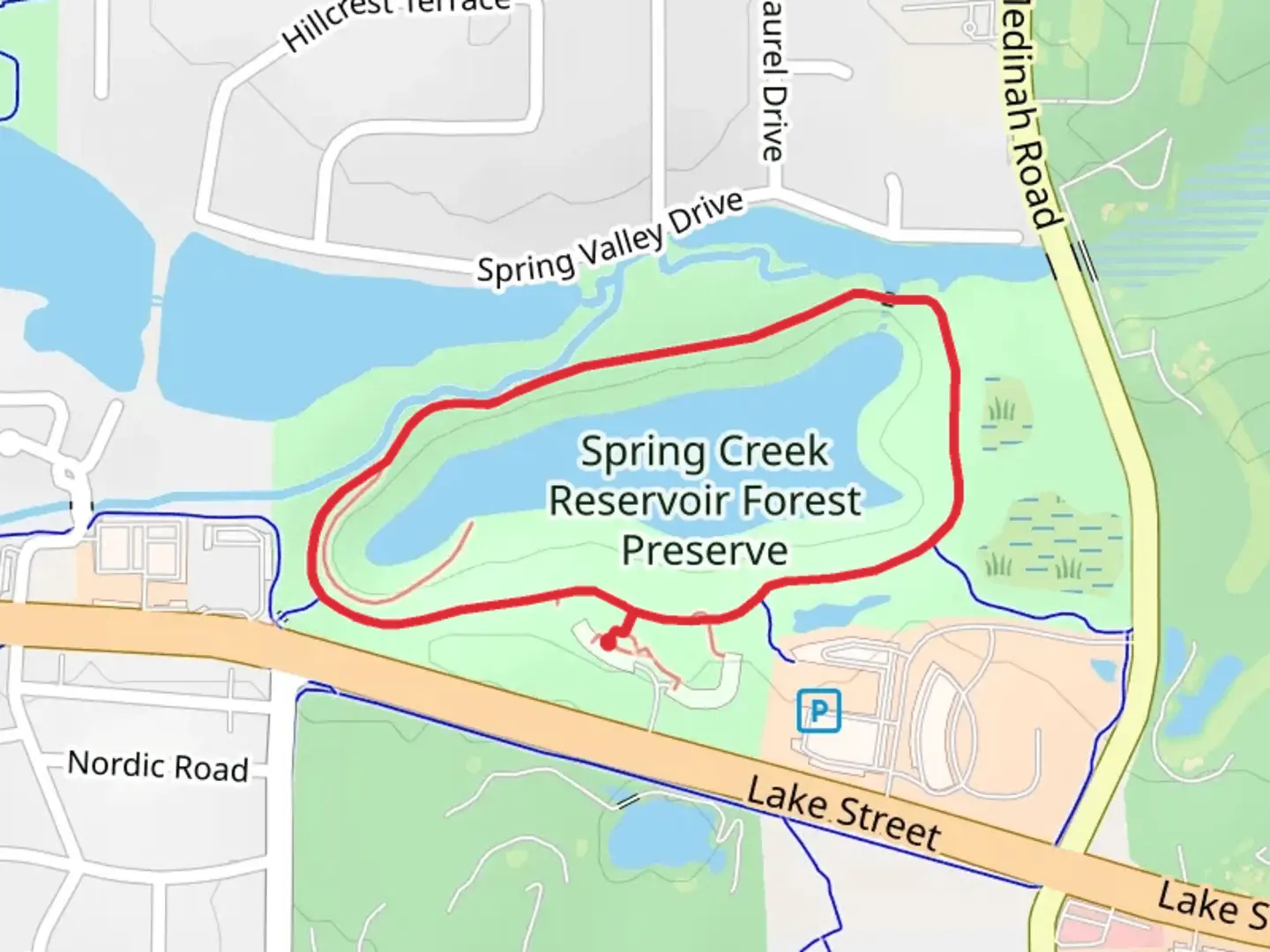 An image depicting the trail Spring Creek Reservoir Loop and its surrounding area.