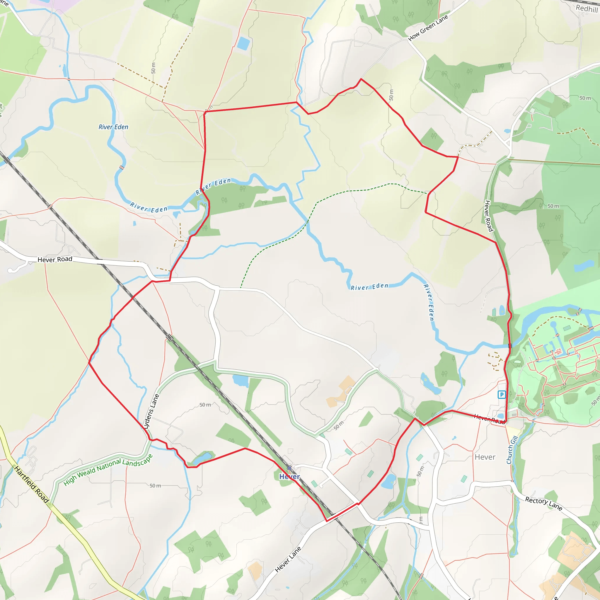 Hever CIrcular Walk mobile static map