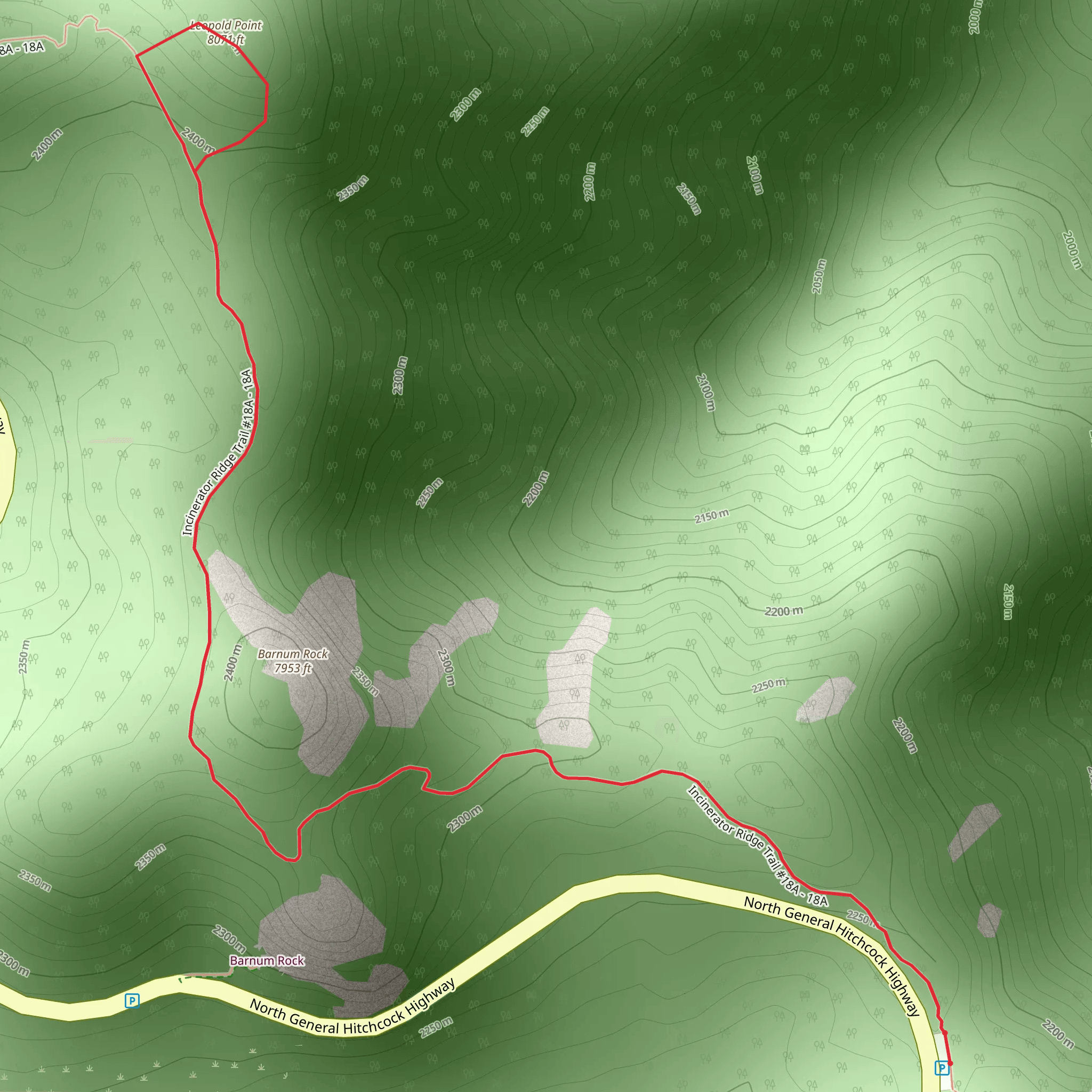 Leopold Point via Incinerator Ridge Trail mobile static map