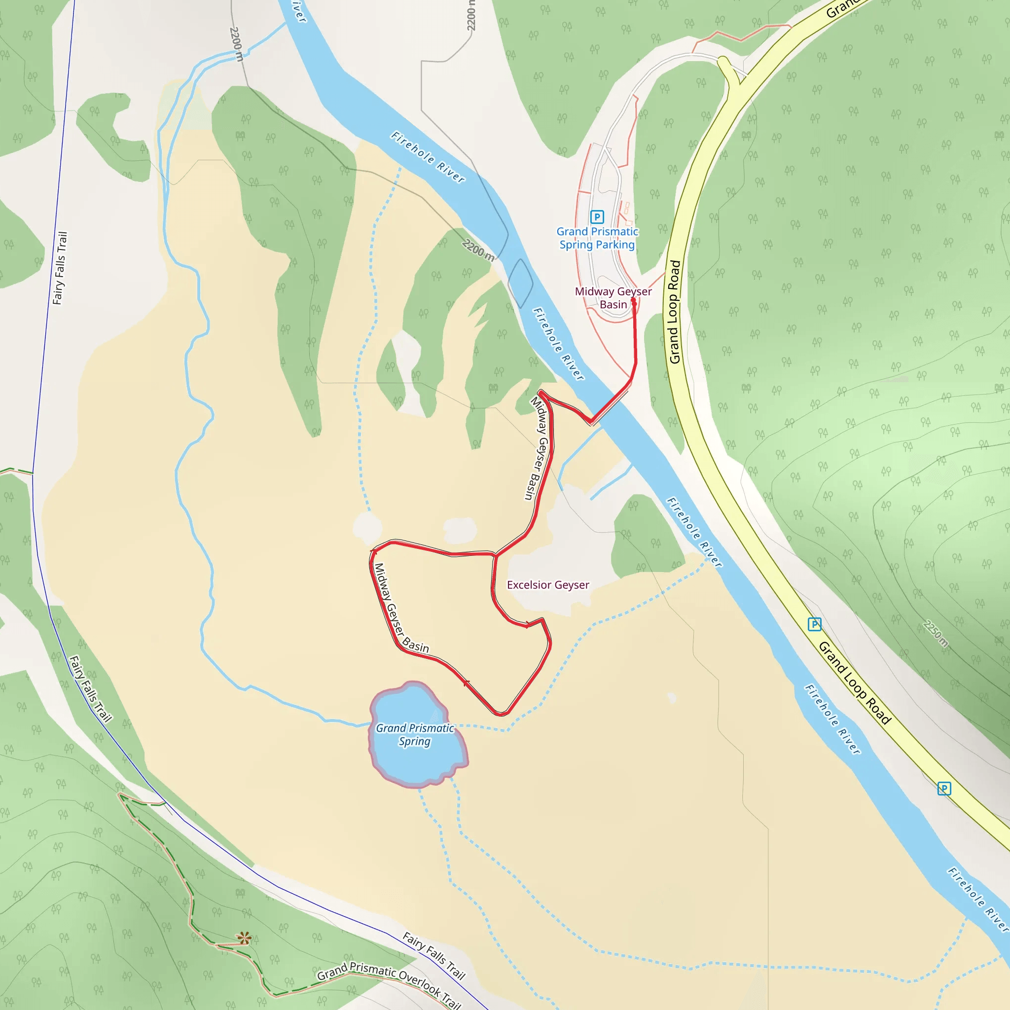 Midway Geyser Basin Trail mobile static map