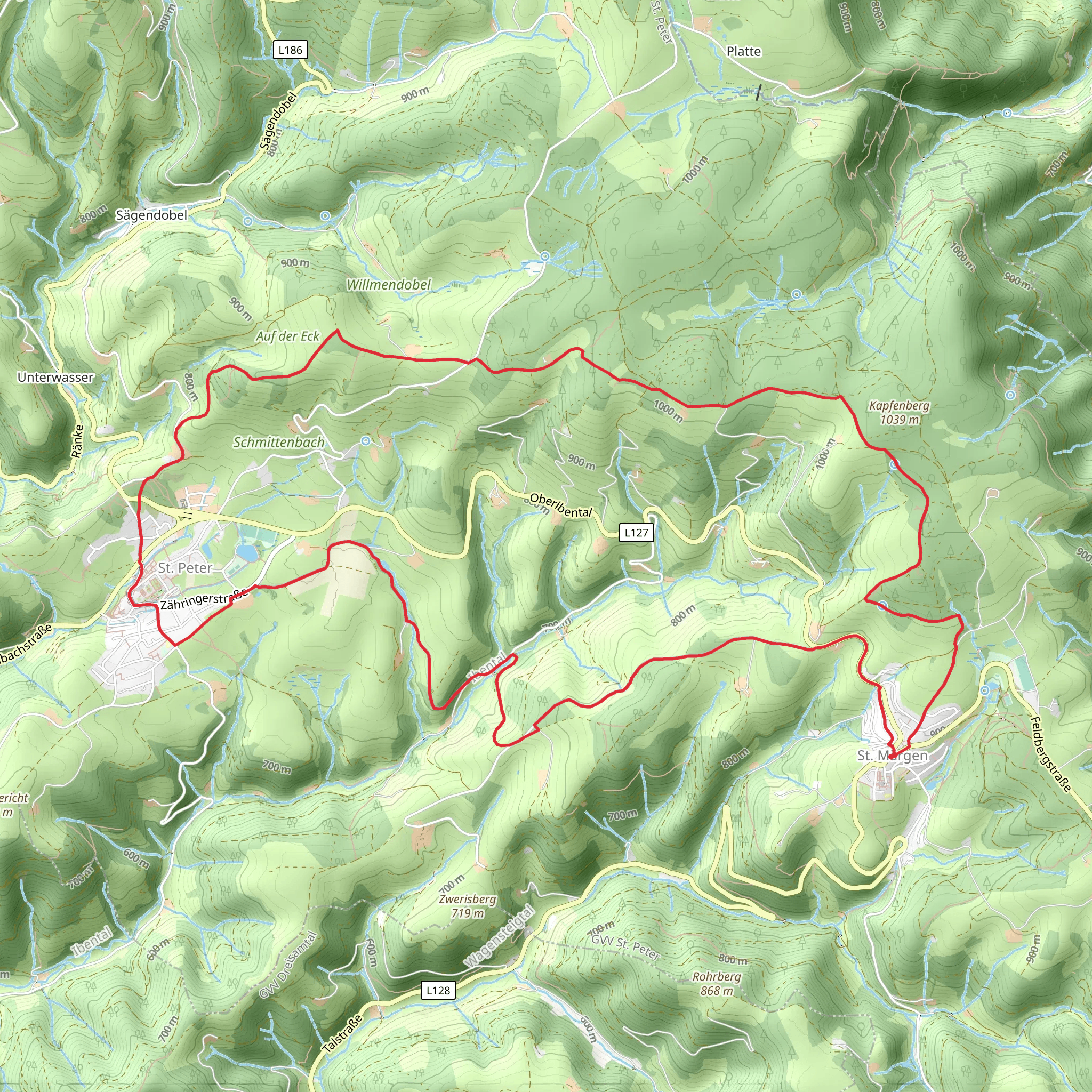 Sankt Margen and Sankt Peter Loop mobile static map