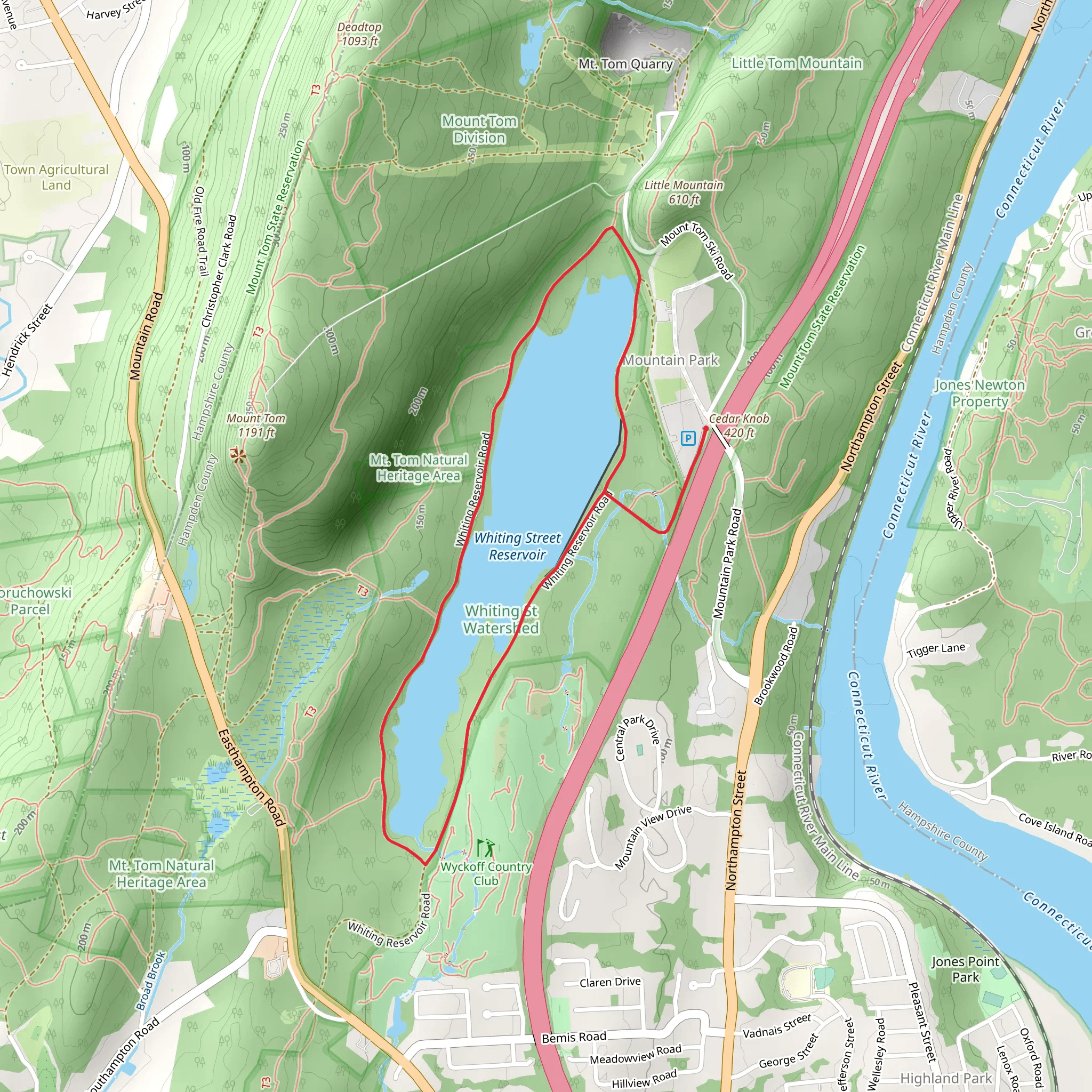 Whiting Street Reservoir Loop from Aerator Road mobile static map