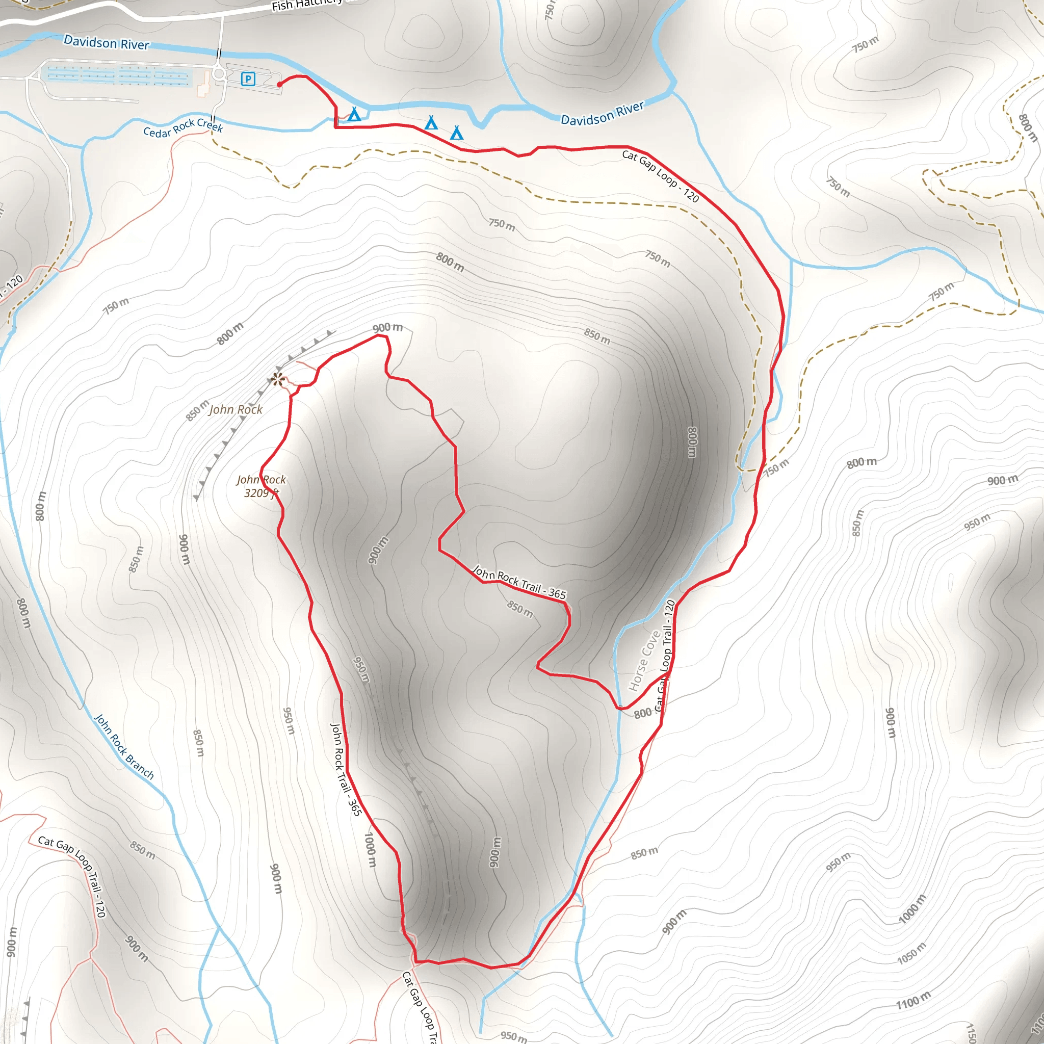 John Rock Loop Trail mobile static map