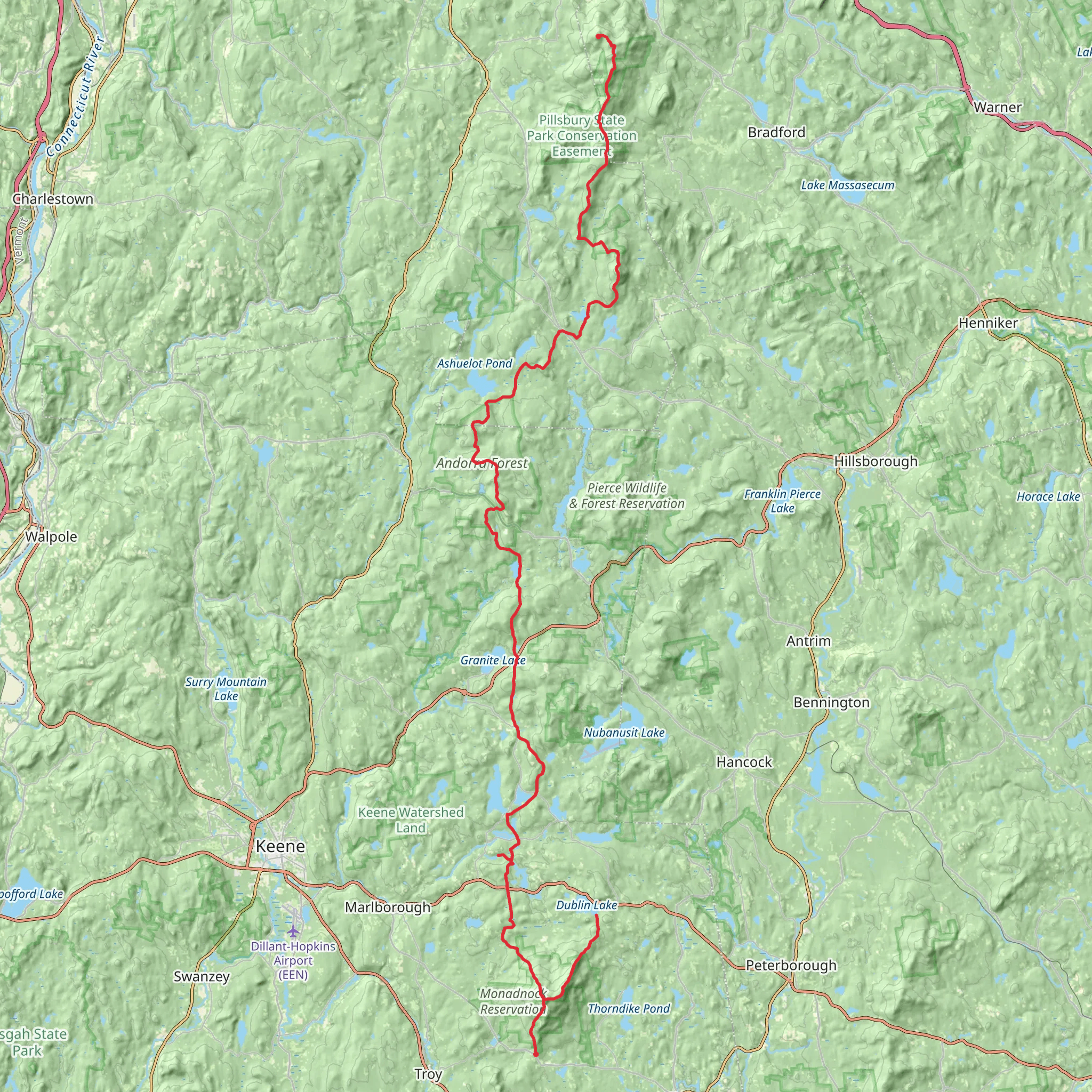 Monadnock-Sunapee Greenway mobile static map