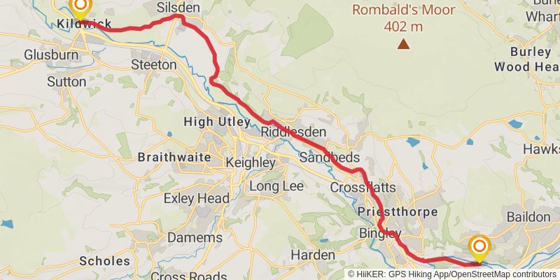 Leeds and Liverpool Canal Walk stage 2 Map
