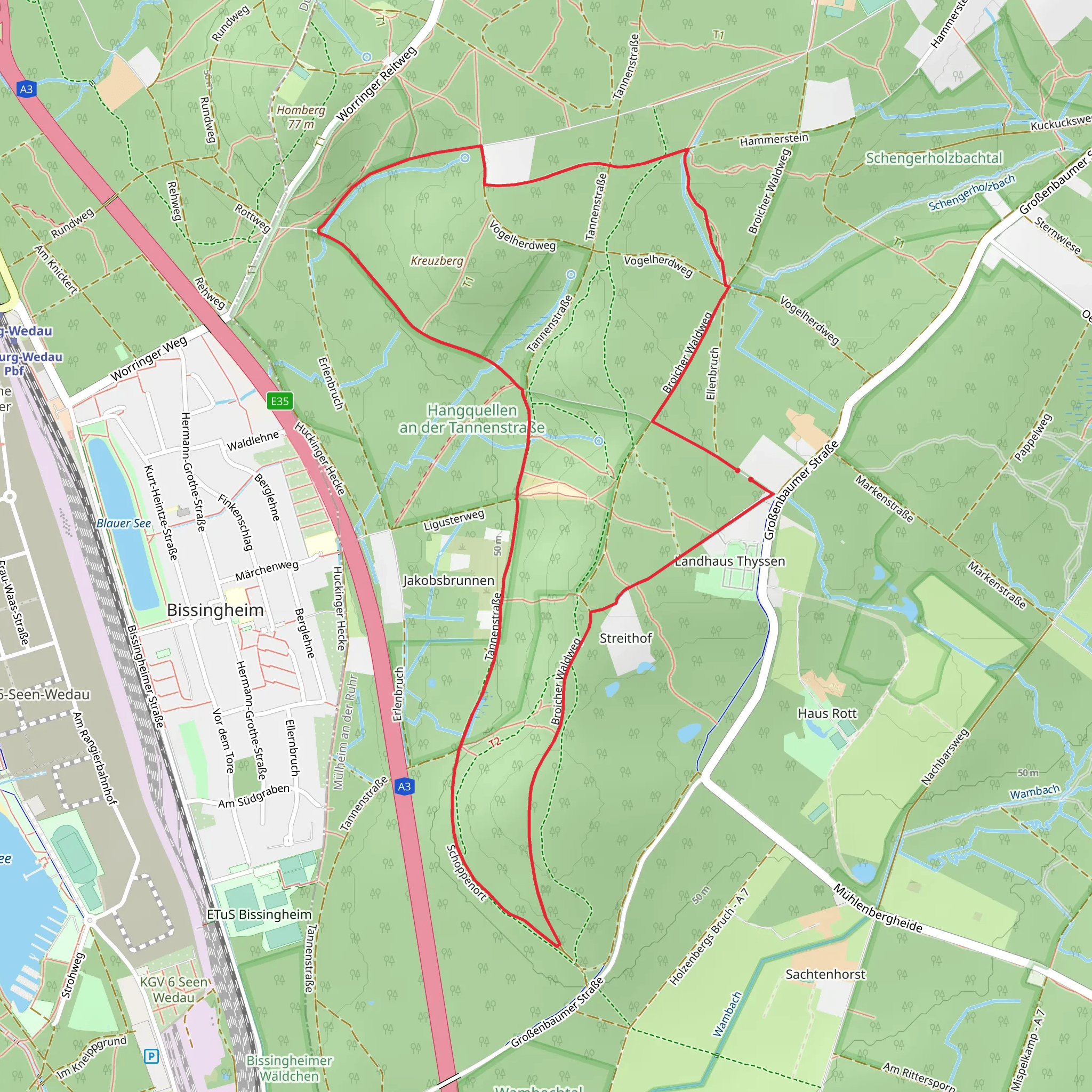 Broich Speldorfer Wald and Holzenberg Loop mobile static map