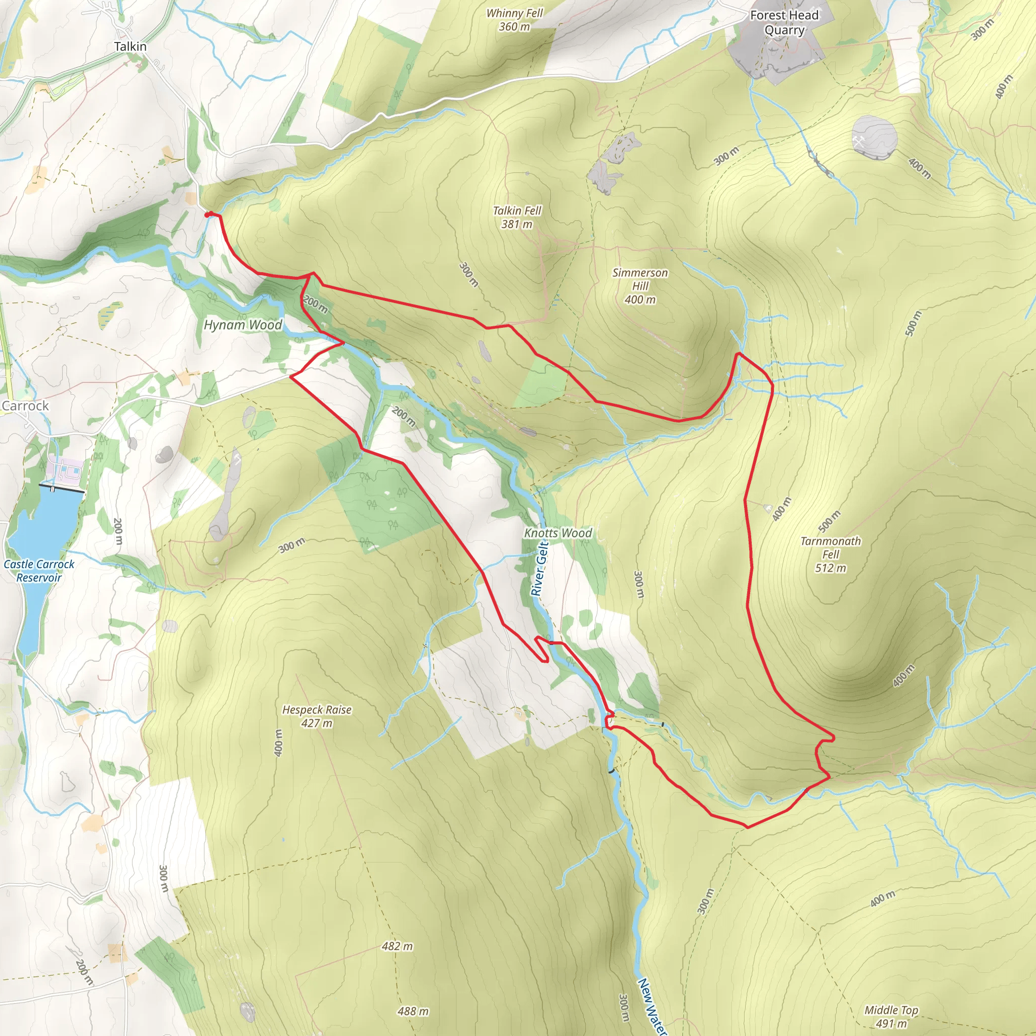 Binney Bank, Sheepfold and Low Hynam Loop mobile static map