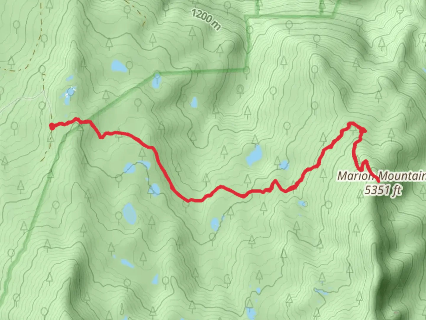 An image depicting the trail Marion Mountain via Pine Ridge Trail and its surrounding area.