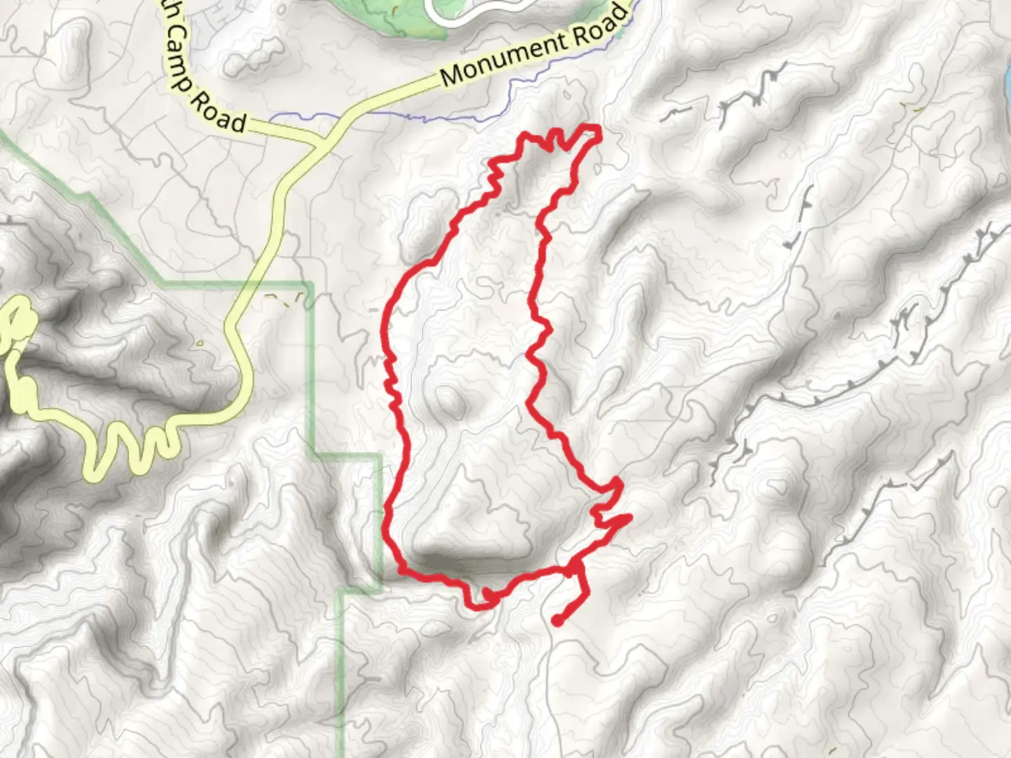 An image depicting the trail Gunny Loop Trail, Eagle's Tail Trail and Andy's Trail Loop and its surrounding area.
