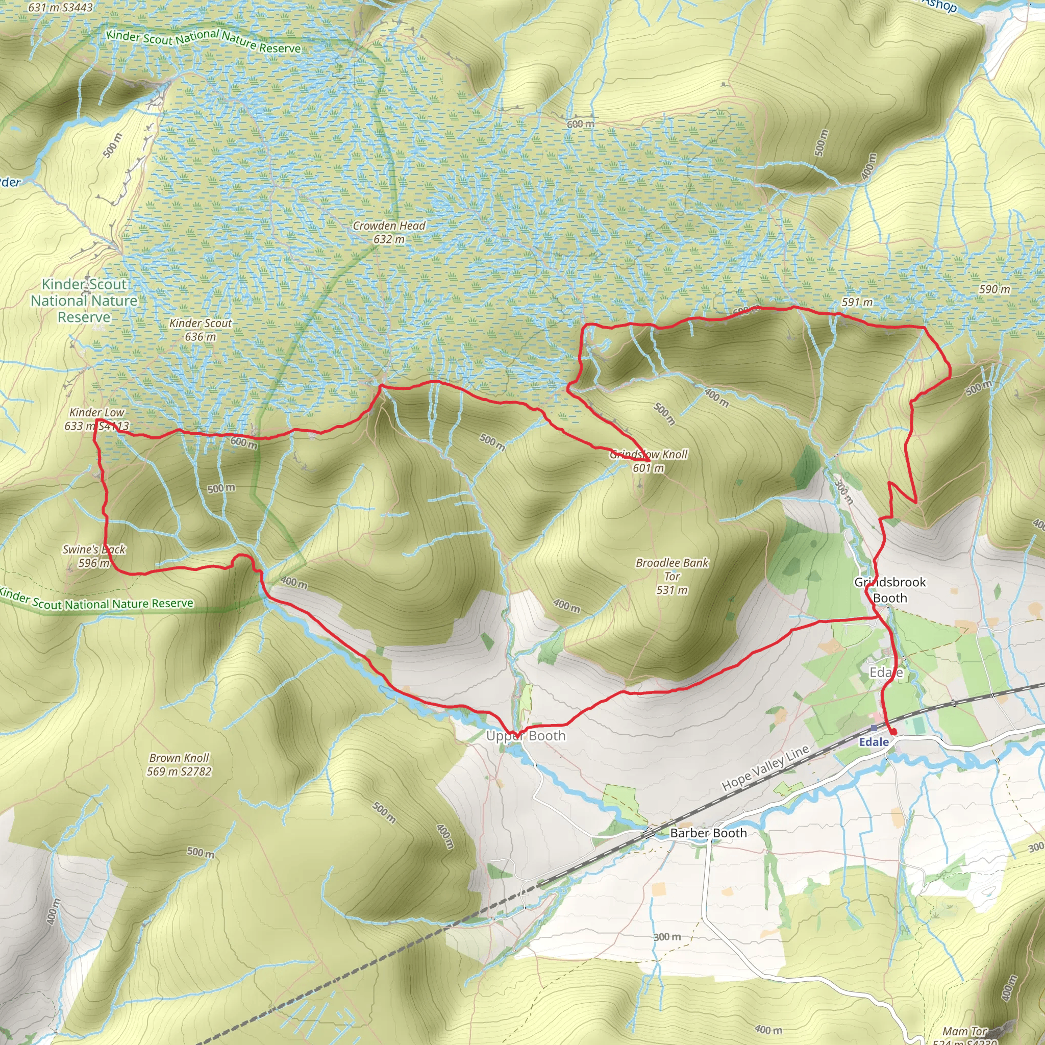 Grindslow Knoll, Kinder Low and Upper Booth Loop mobile static map