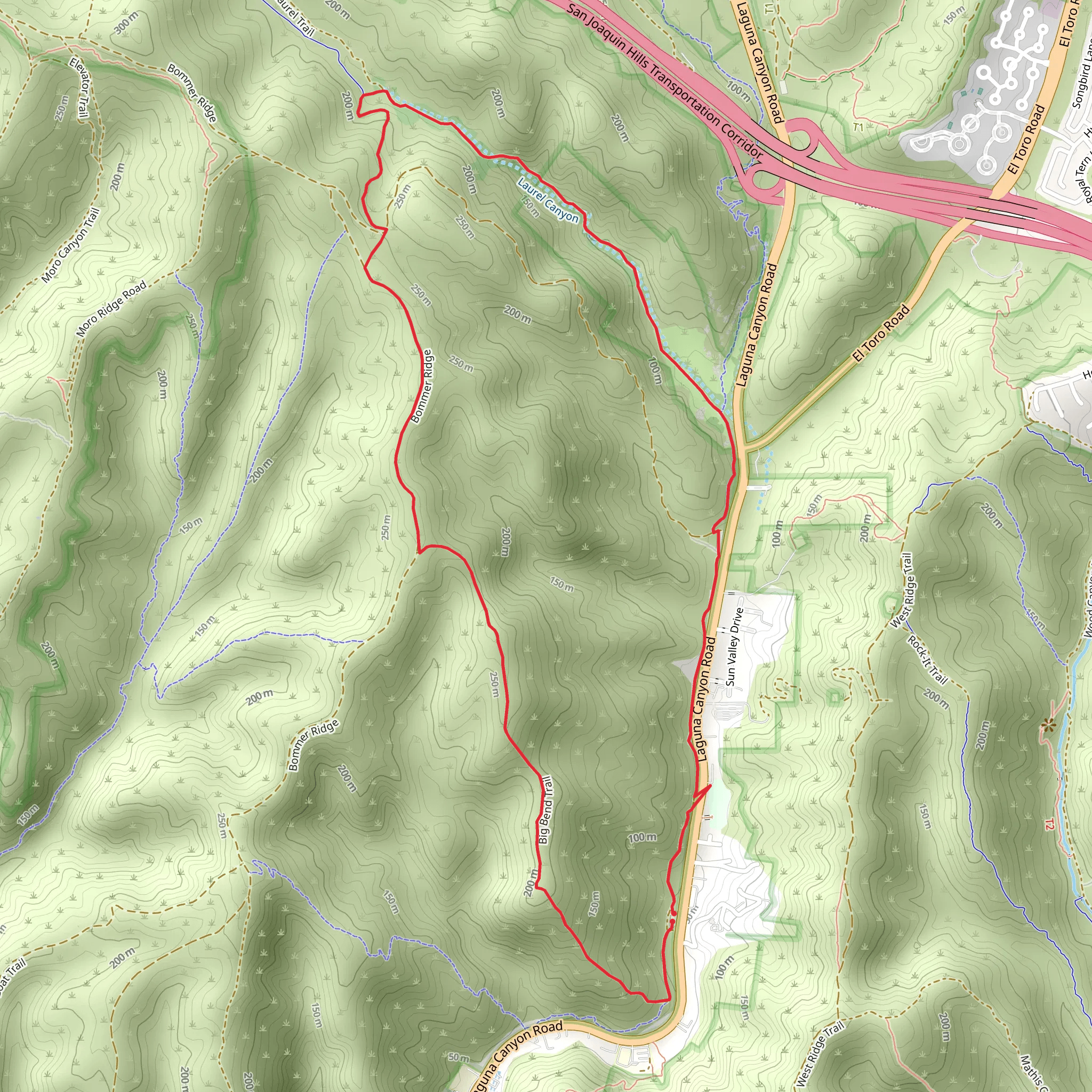 Big Bend and Laurel Canyon Loop Trail mobile static map
