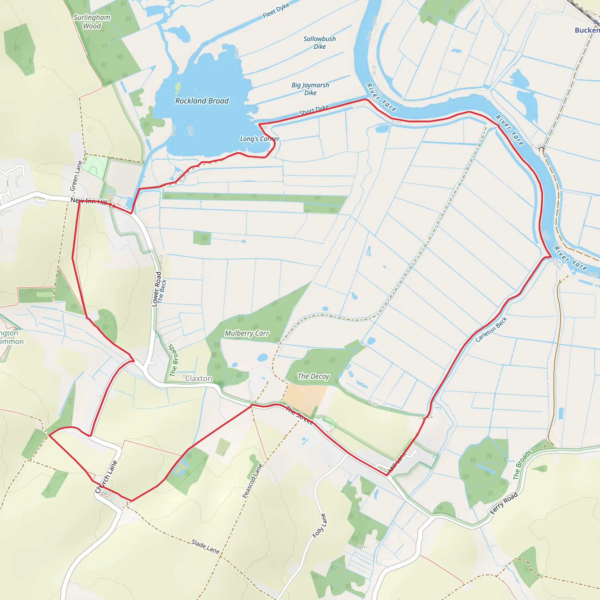 River Yare and Claxton from Rockland Staithe mobile static map