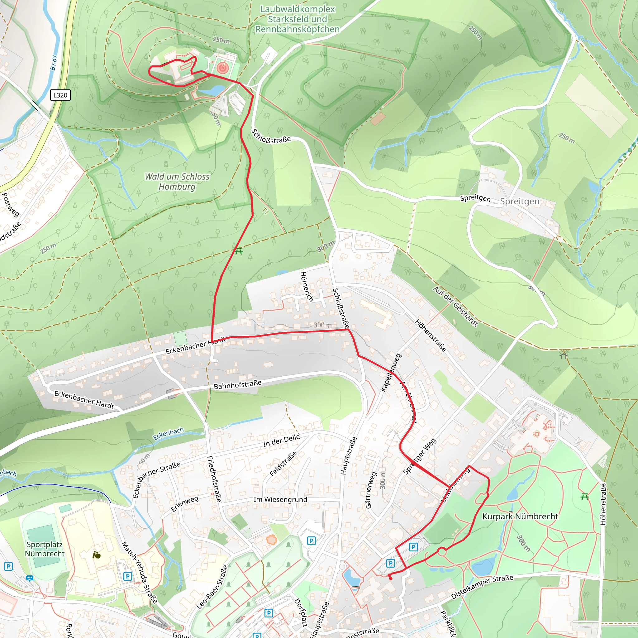 Schloß Homburg via Lenne-Sieg Weg mobile static map