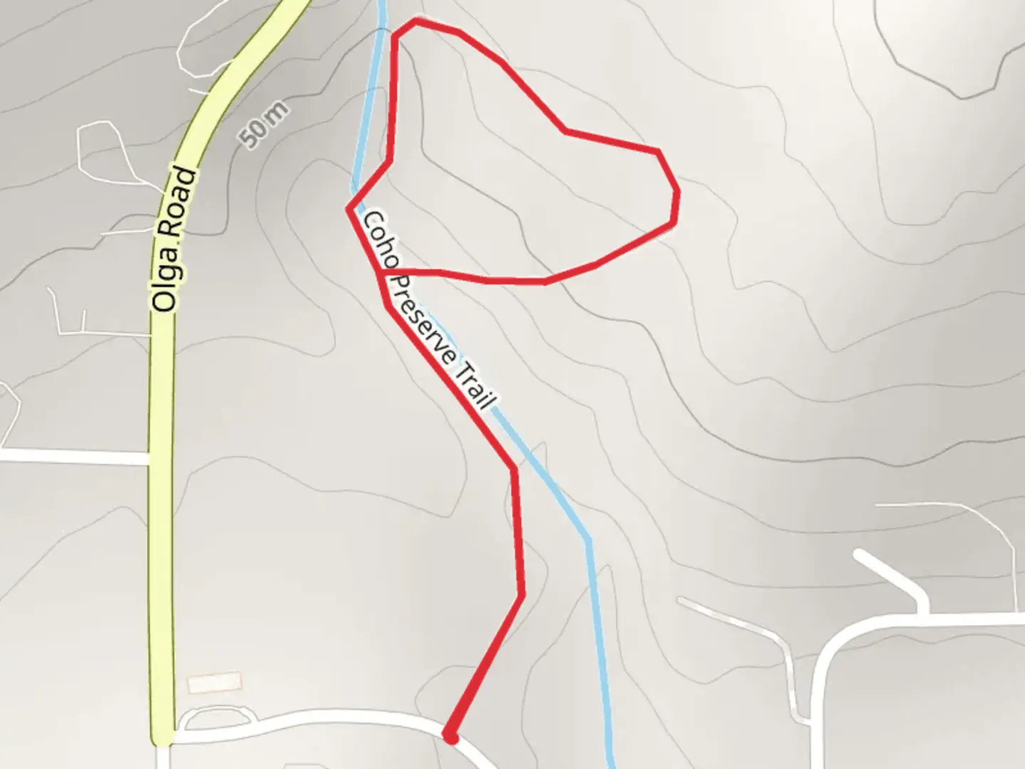 An image depicting the trail Coho Preserve Loop Trail and its surrounding area.