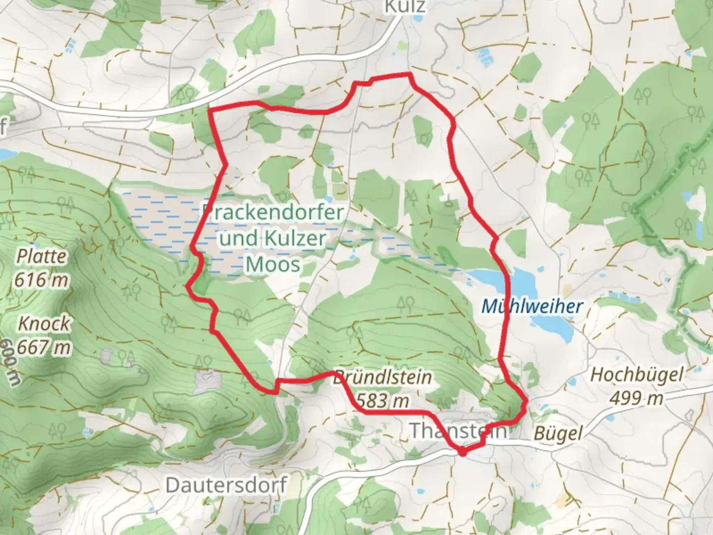An image depicting the trail Altdamm Weiher and Muehlweiher via Moosweg and its surrounding area.