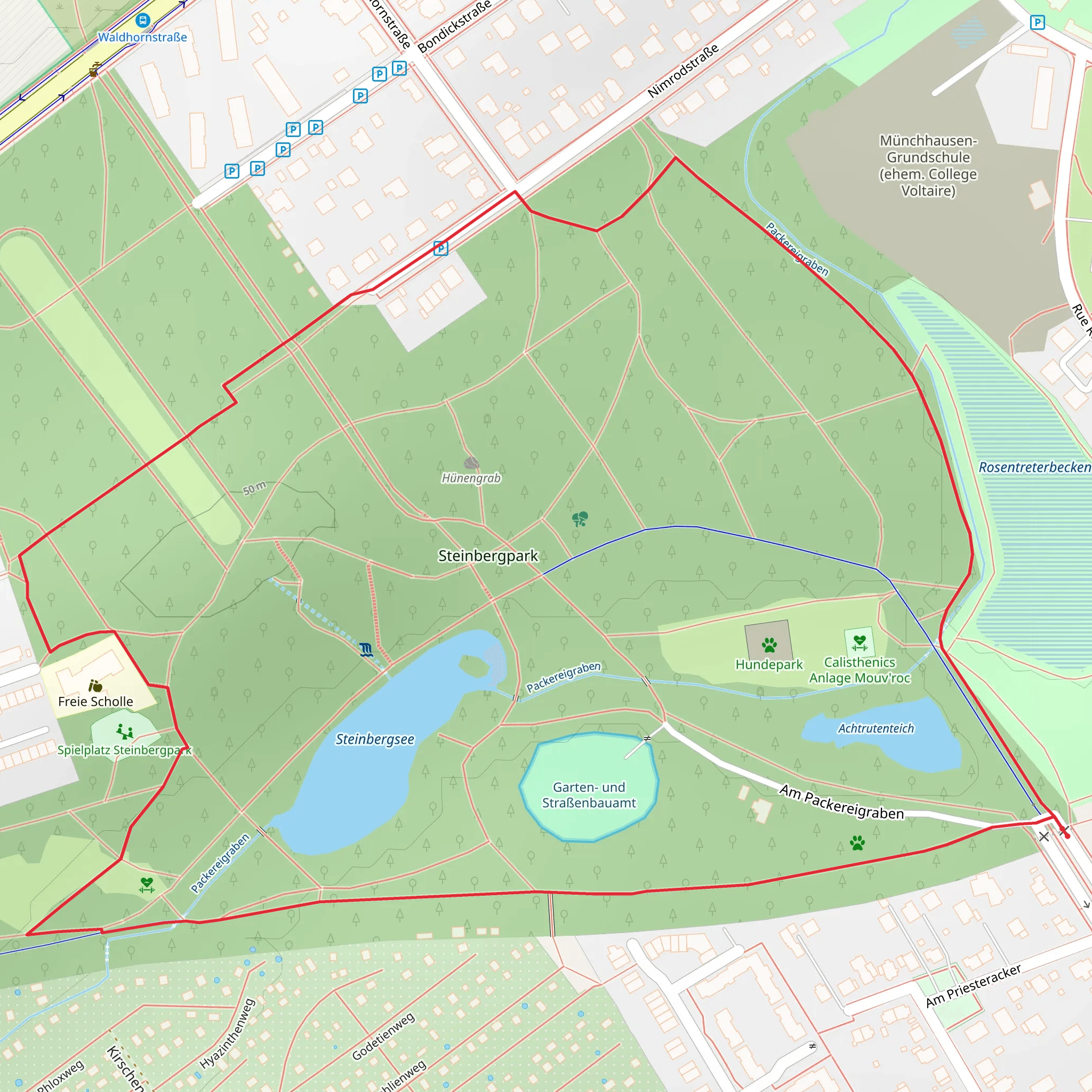 Rosentreterbecken and Steinbergpark Loop mobile static map