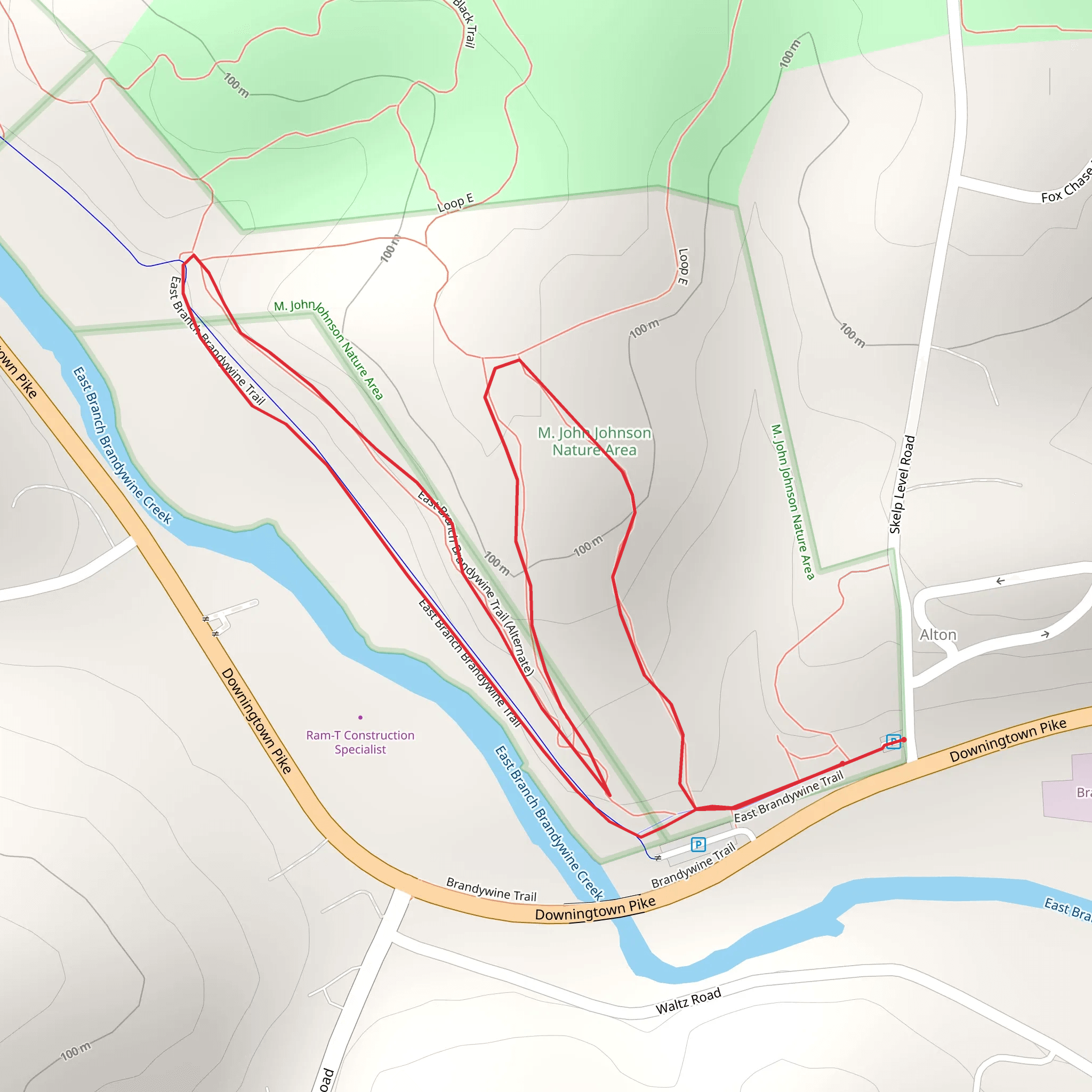 East Branch Brandywine Creek from Downingtown Pike Loop mobile static map