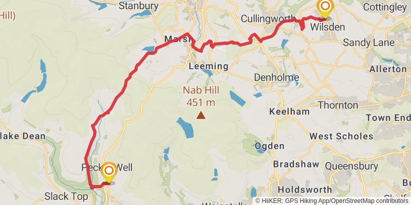 Carlisle to Cat and Fiddle Walk stage 34 Map