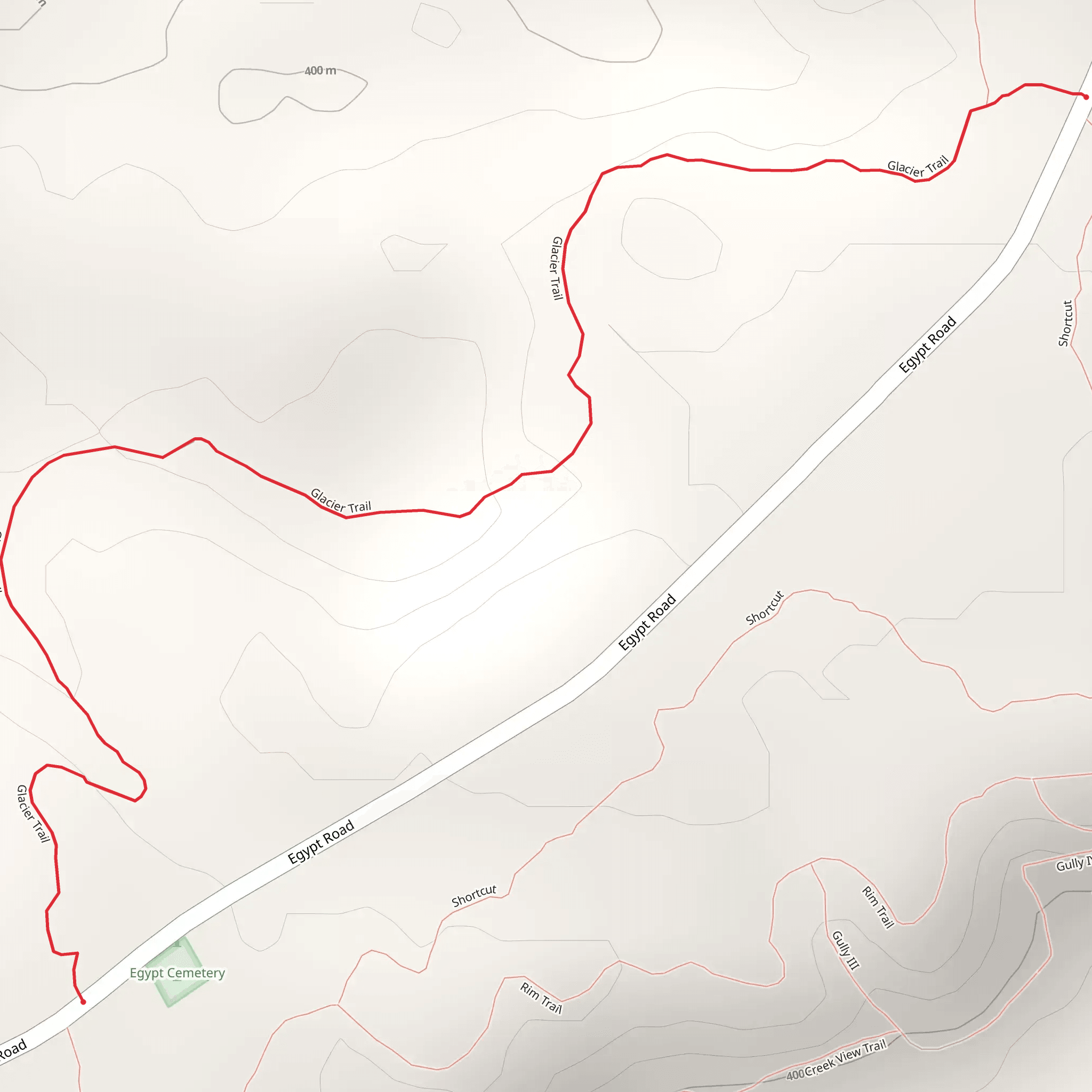 Glacier Trail from Egypt Road mobile static map