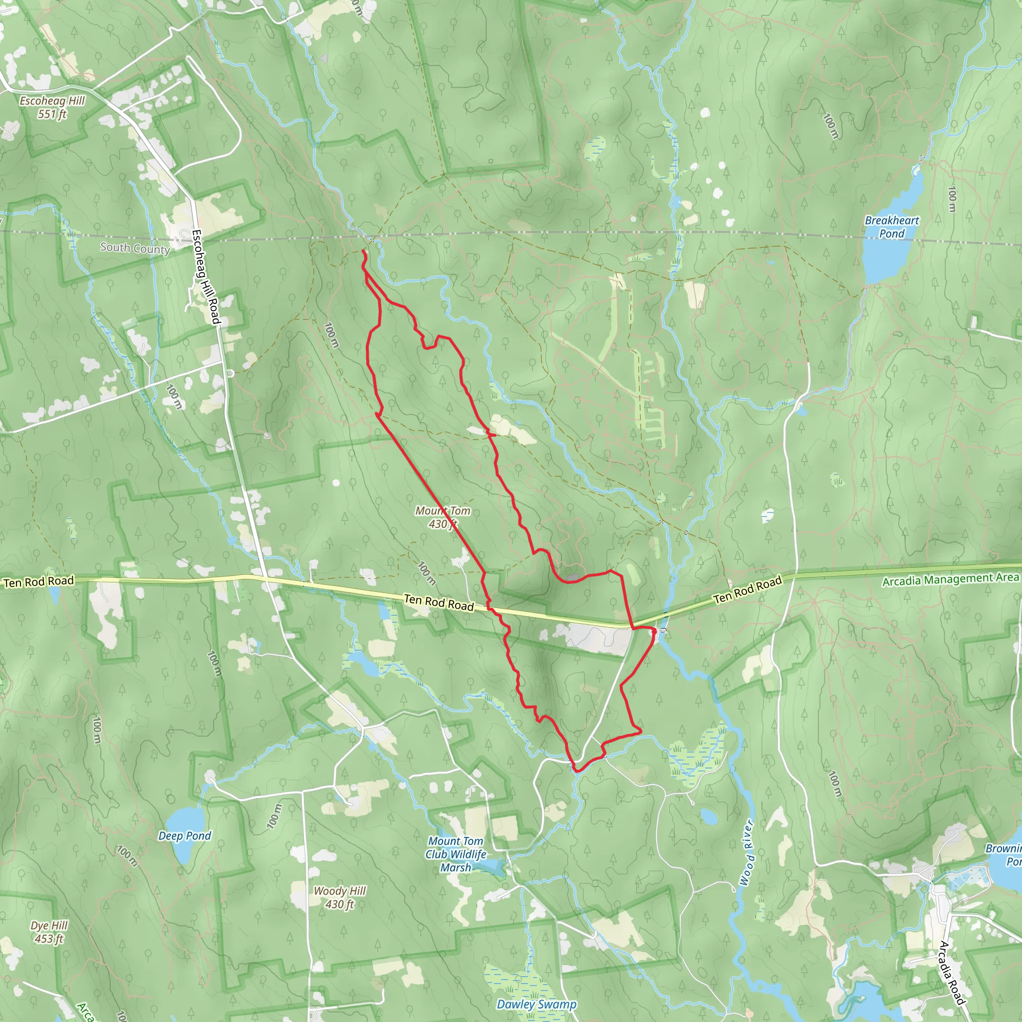Mt Tom and North South Loop Trail mobile static map