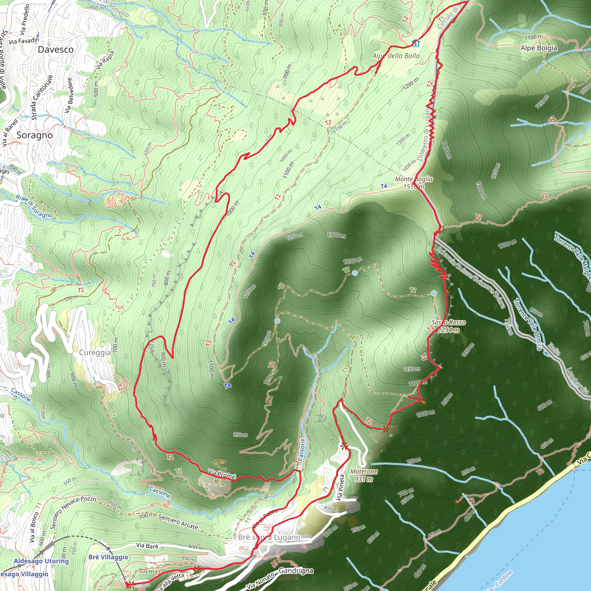 Monte Brè to Monte Boglia Loop mobile static map