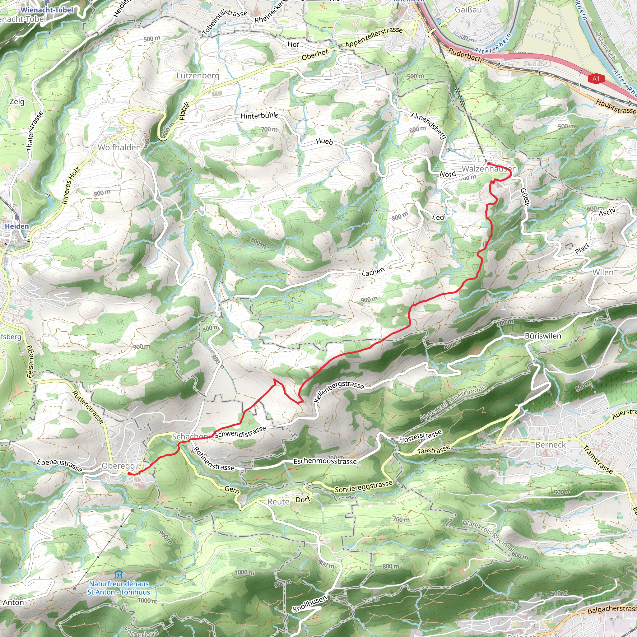 Oberegg - Schachen - Gebert - Walzenhausen mobile static map