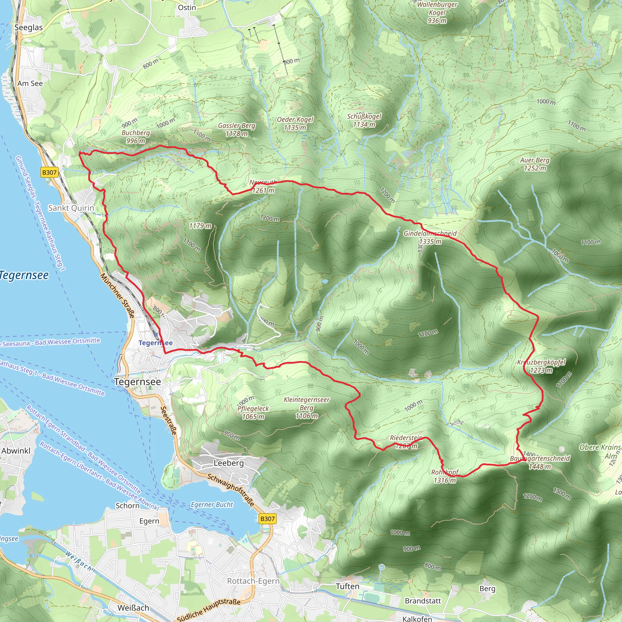 Rohrkopf, Kreuzbergalm and Gindelalmschneid Loop - Tergnsee mobile static map