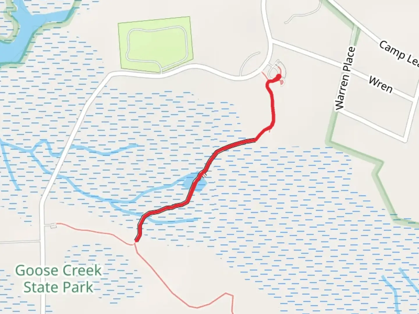 An image depicting the trail Pamlico Boardwalk and its surrounding area.