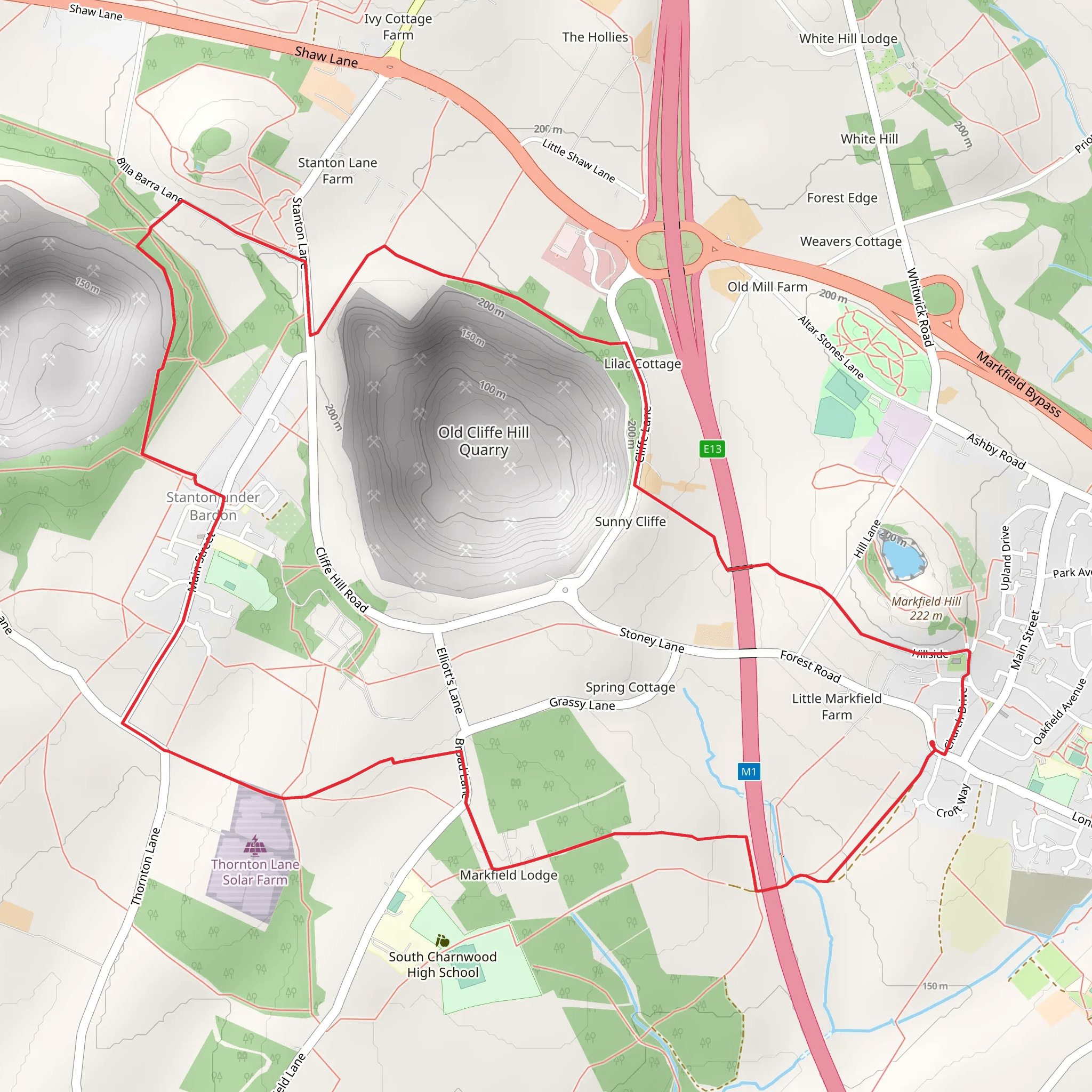 Stanton under Bardon Loop via Old Cliffe Hill Quarry mobile static map