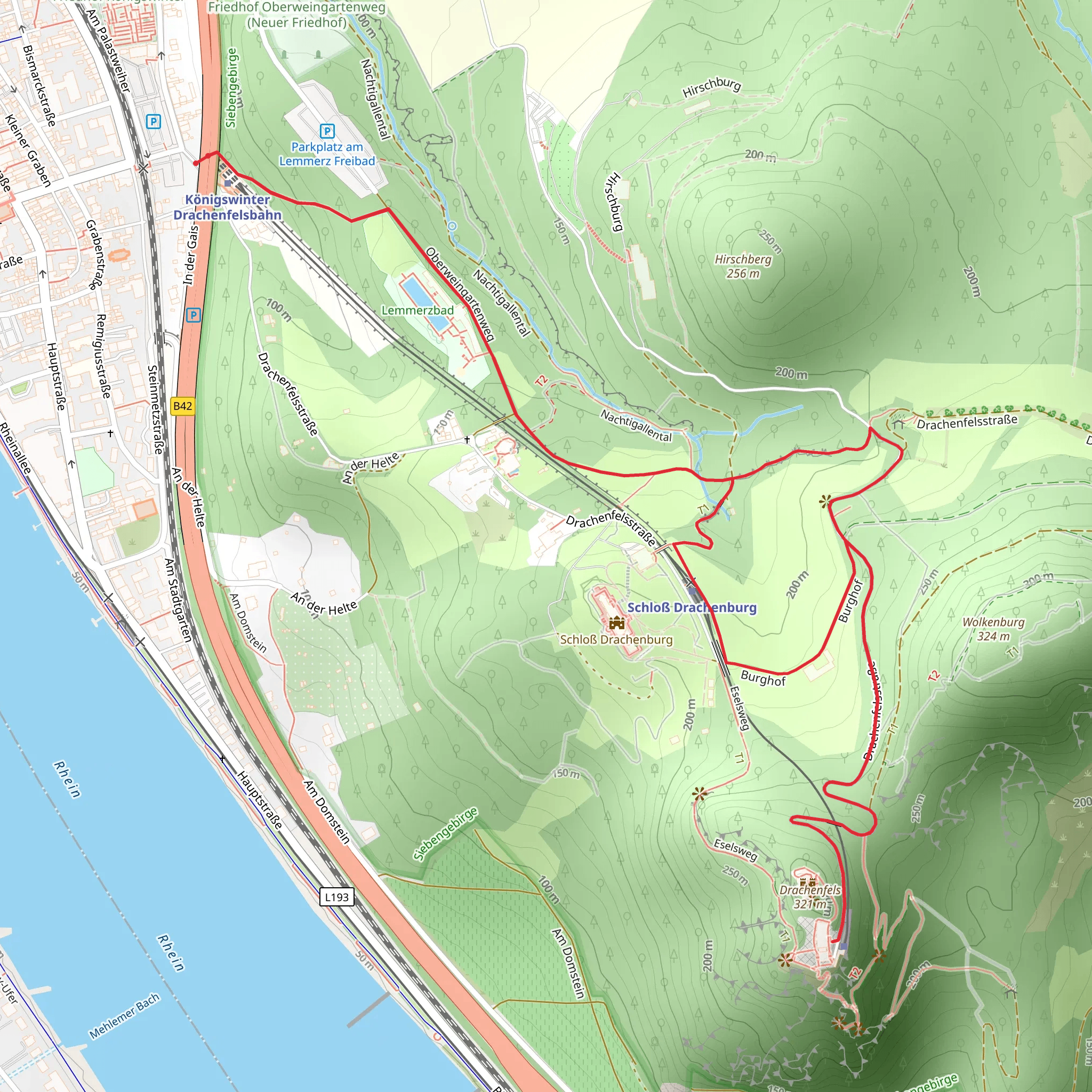 Mülhensbrücke via Wanderweg and Beethoven Wanderweg mobile static map