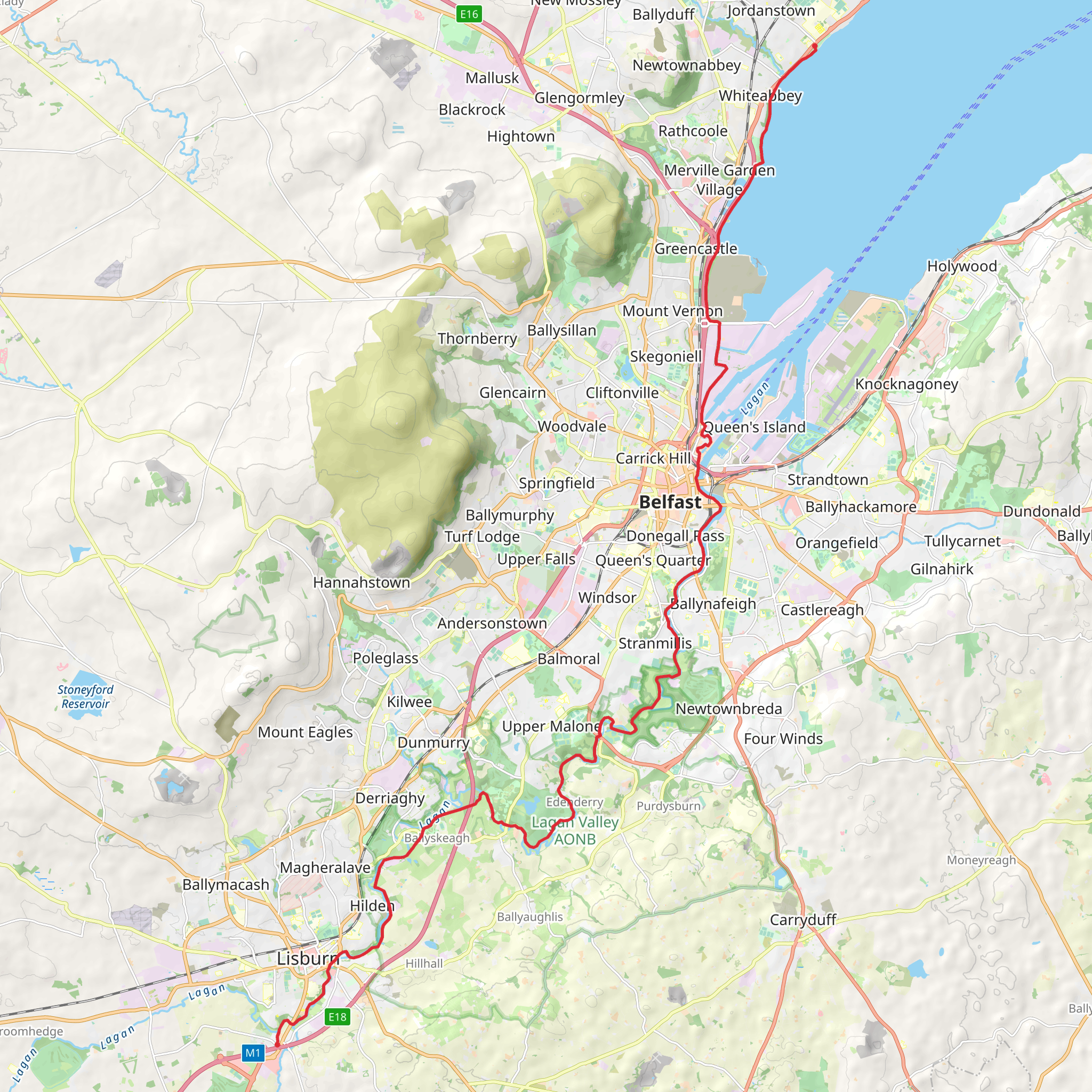 Lagan and Lough Way mobile static map