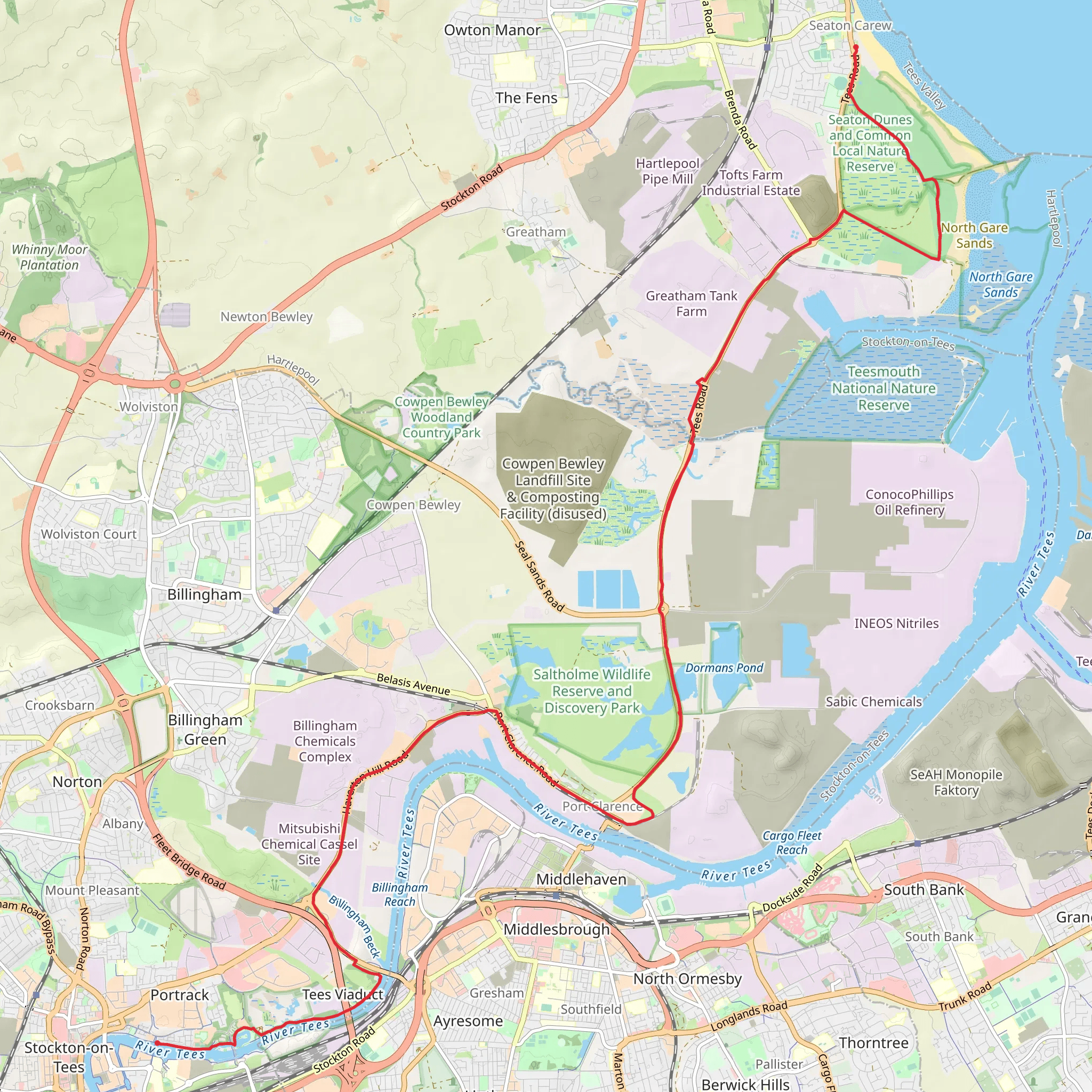 Seaton Crew to Infinity Bridge via Teesdale White Water Course mobile static map