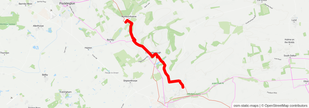 South Cave to Nunburnholme - Wolds Way stage 2 Map