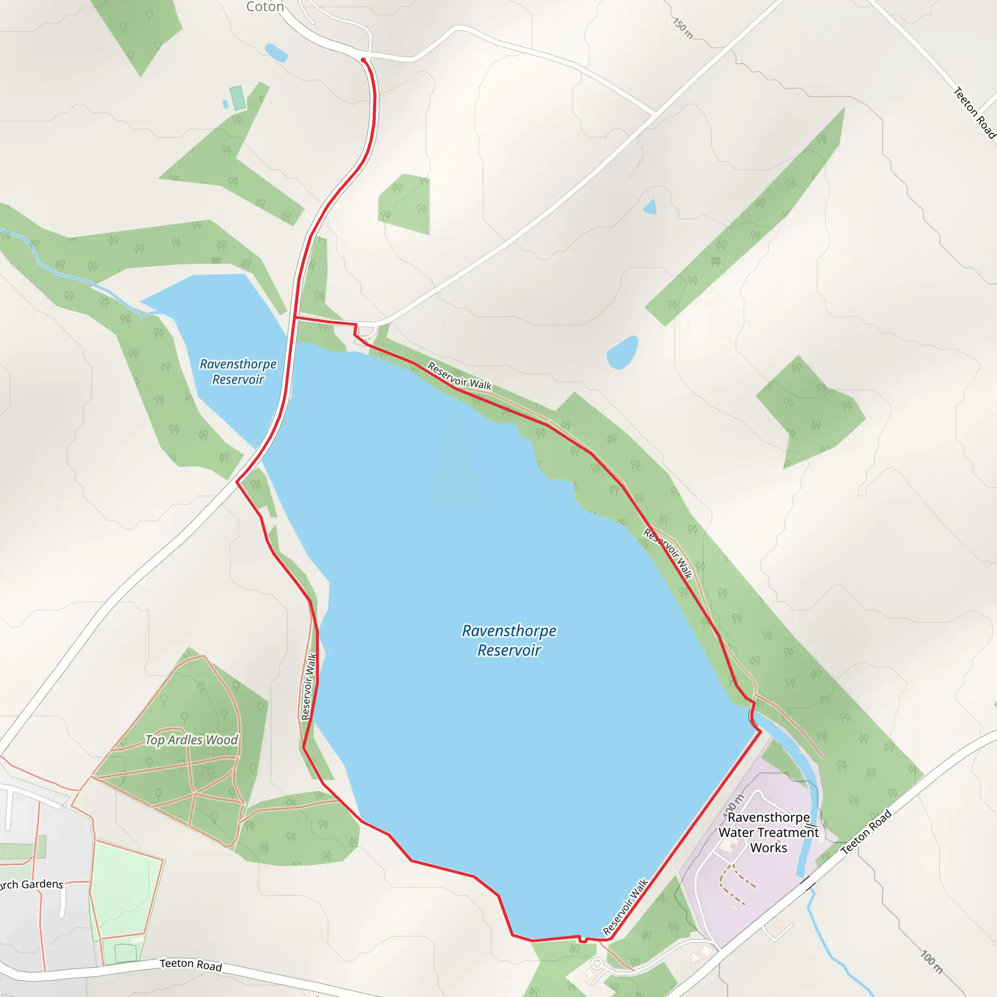 Ravensthorpe Reservoir Walk mobile static map