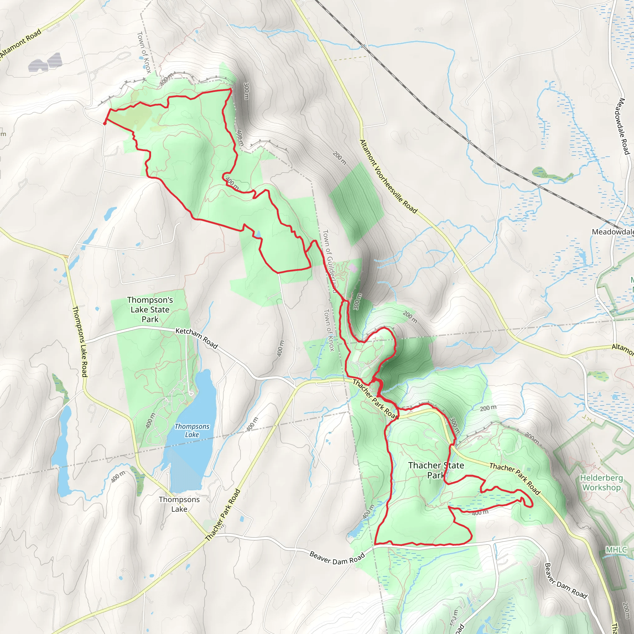 Indian Ladder, Mine Lot Falls Loop via Long Path and Perimeter Yellow Trail mobile static map