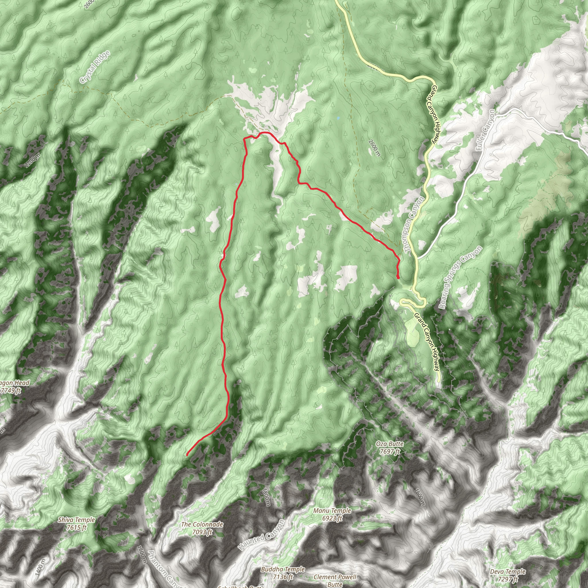 Tiyo Point Trail from Widforss Trailhead mobile static map