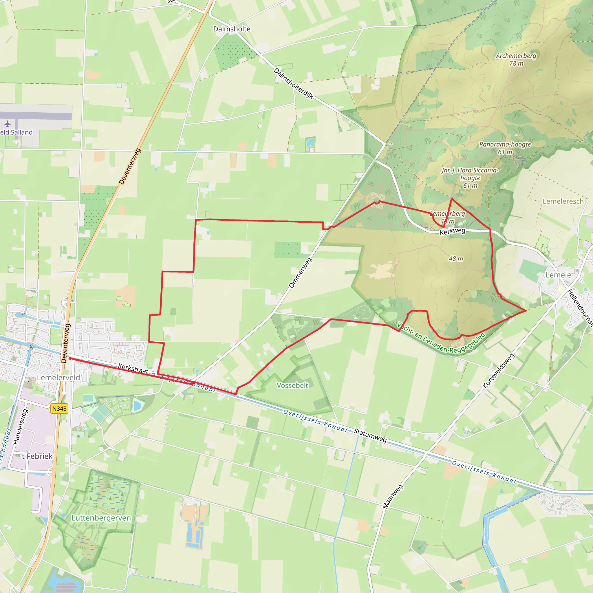 De Lemelerberg and Lemele via Bergweg mobile static map