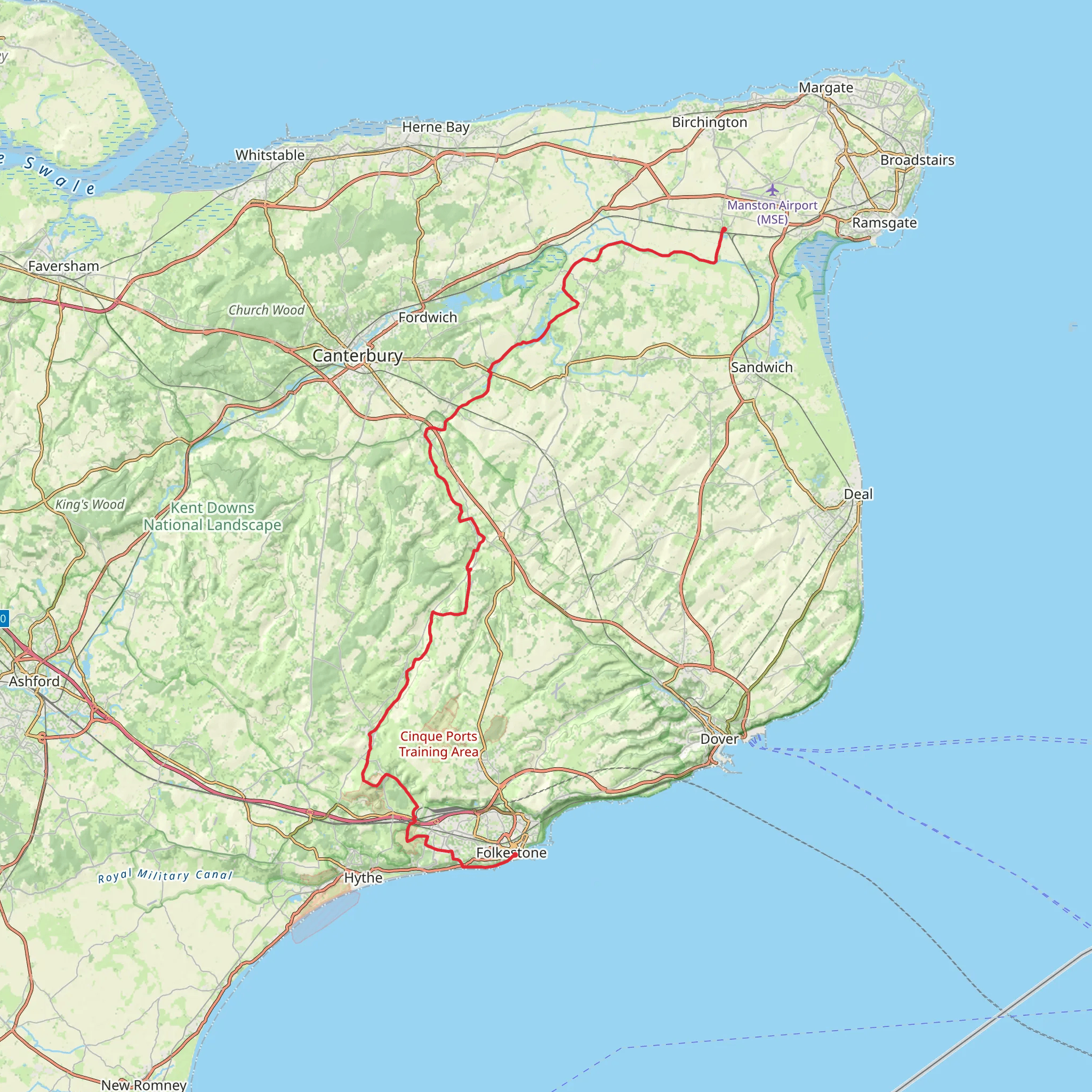 Folkestone to Minster Walk mobile static map
