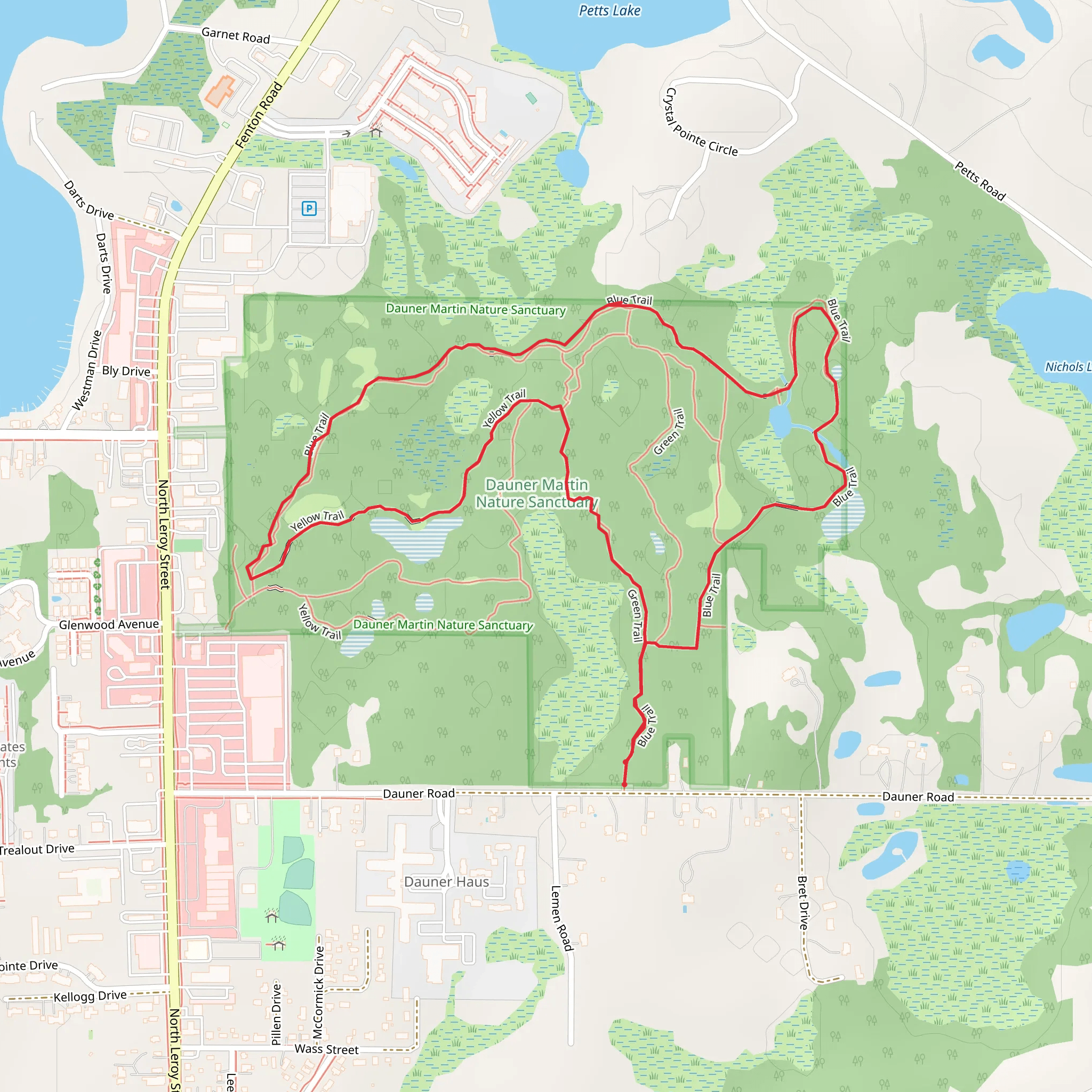 Blue, Yellow and Green Loop Trail mobile static map