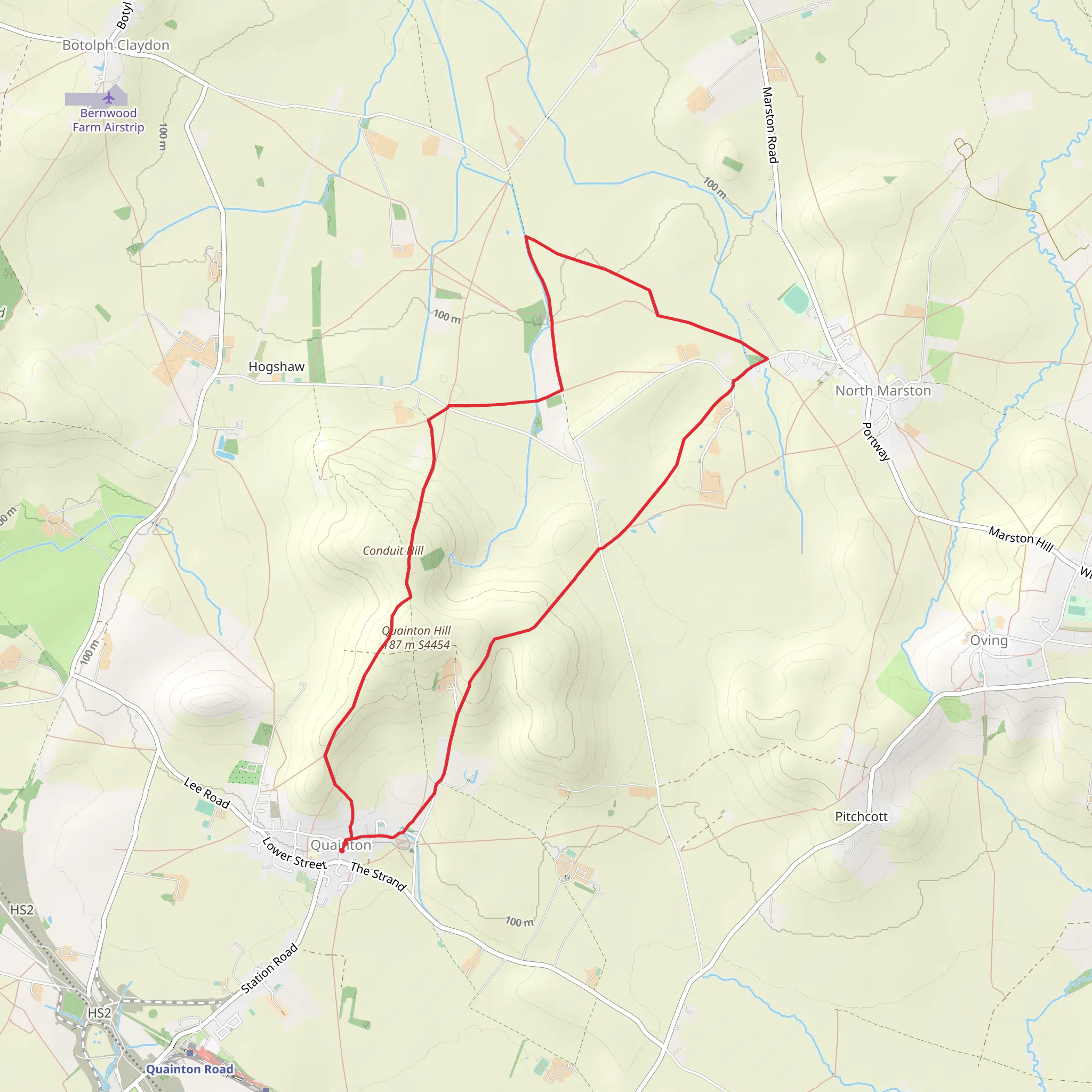 Quainton Hill Loop via Midshires Way mobile static map