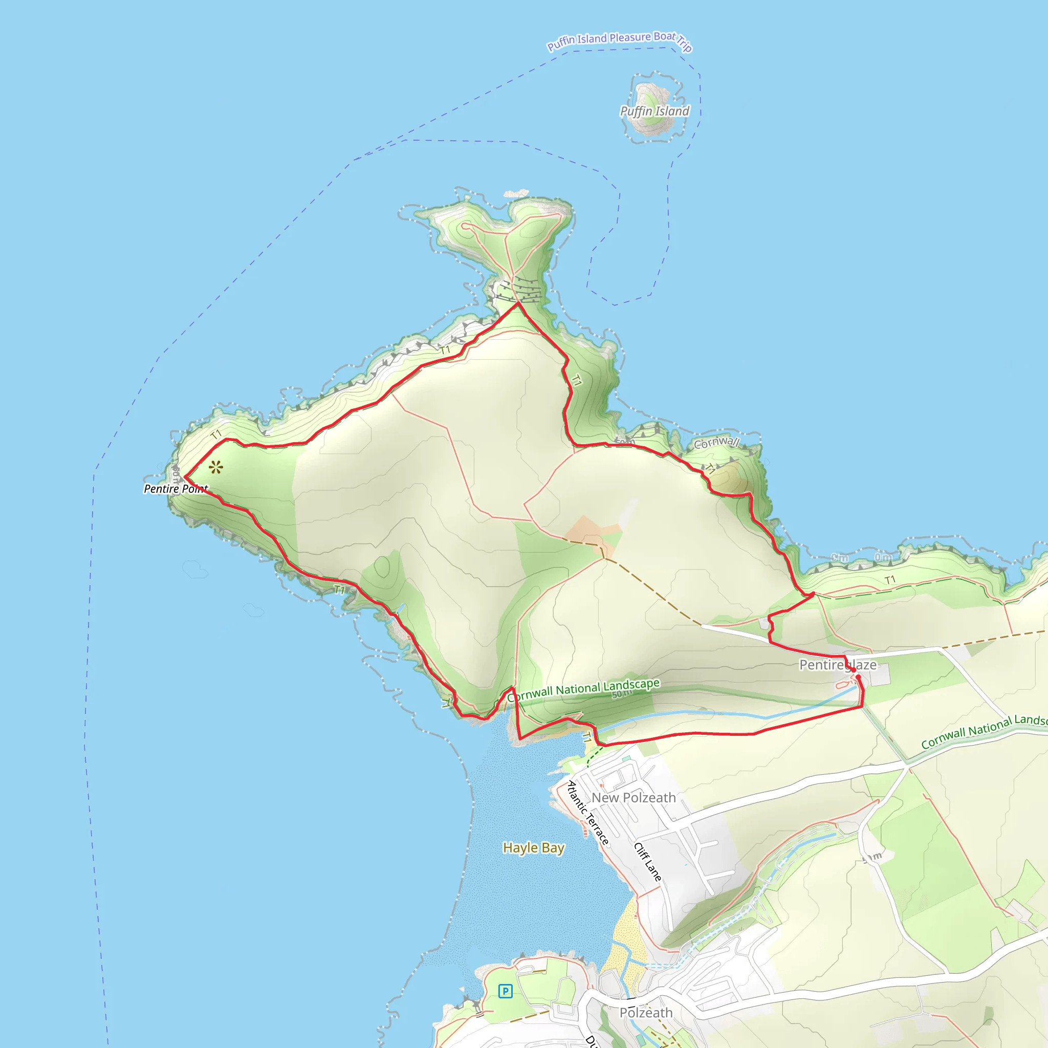 Pentire Headland Walk mobile static map