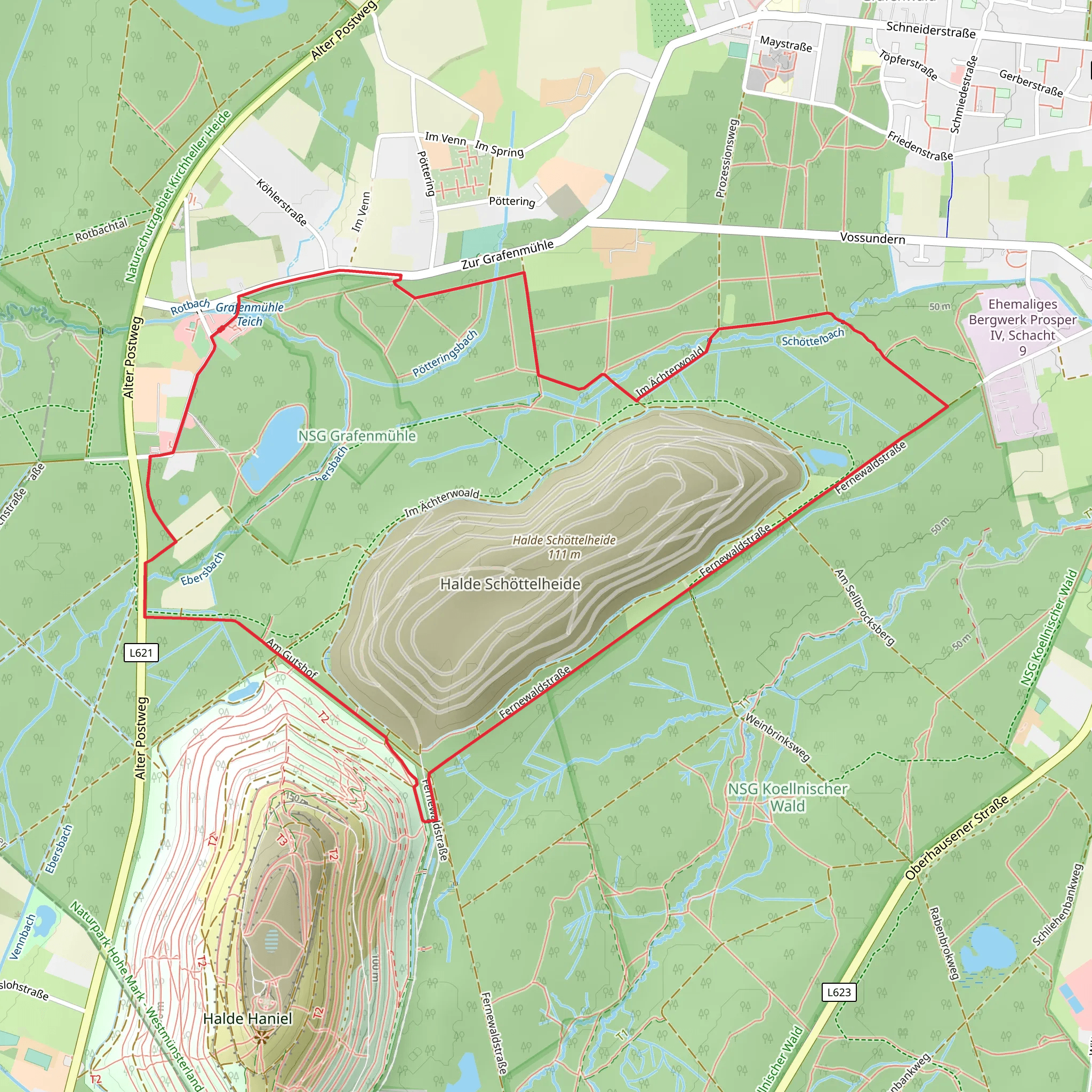 Grafenmuehle Rundweg and Gladbeck Holten Loop mobile static map