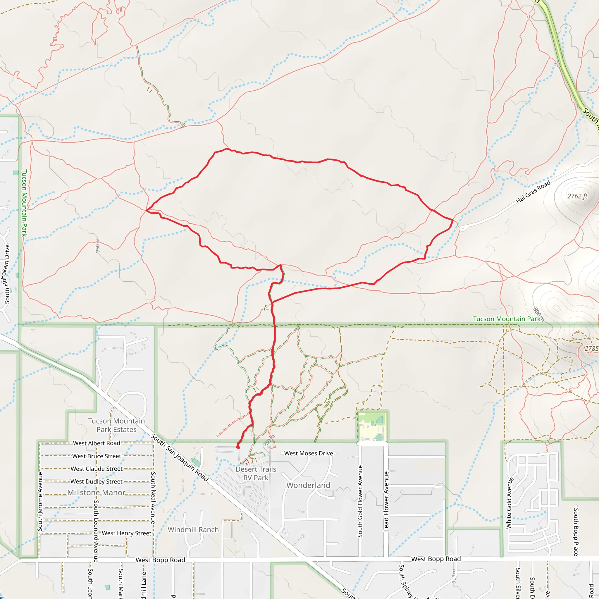Prospector Trail, Caliche Flats Trail and Ironwood Trail Loop mobile static map