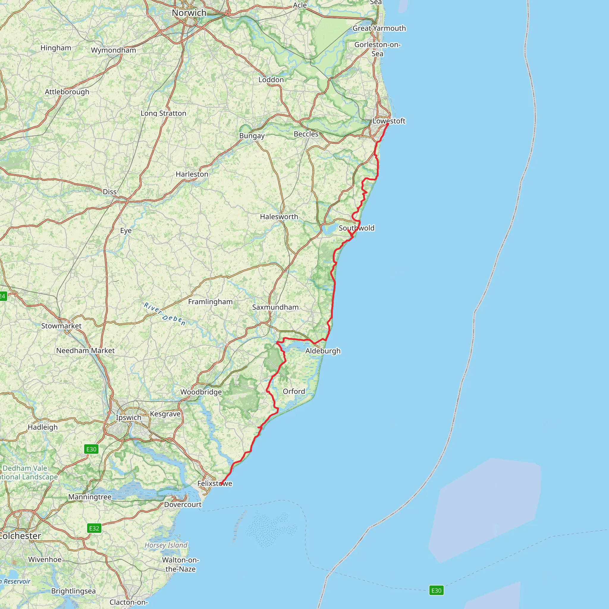 Suffolk Coast Path mobile static map